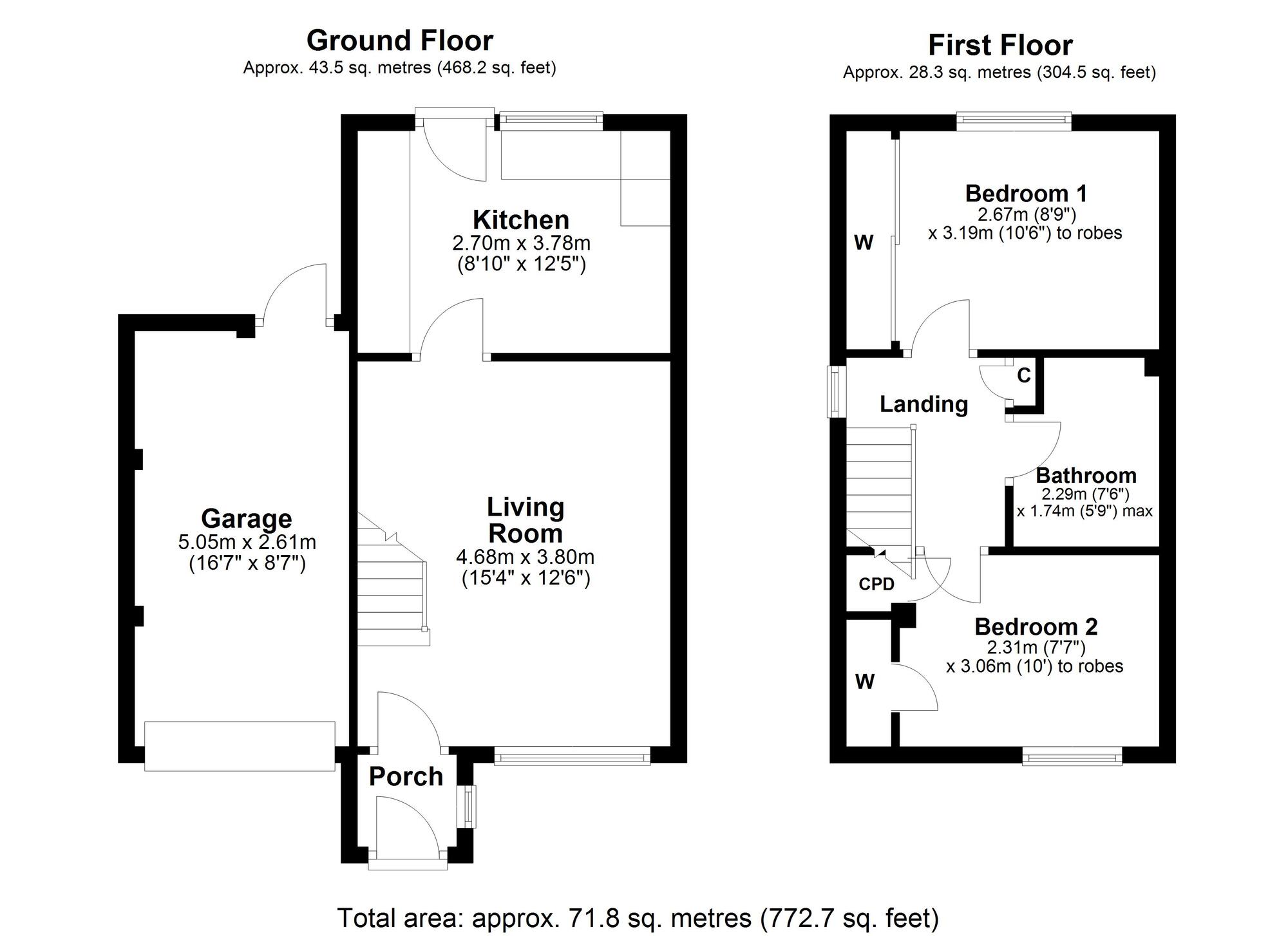 Floorplan of 2 bedroom Semi Detached House for sale, Spetchells, Prudhoe, Northumberland, NE42