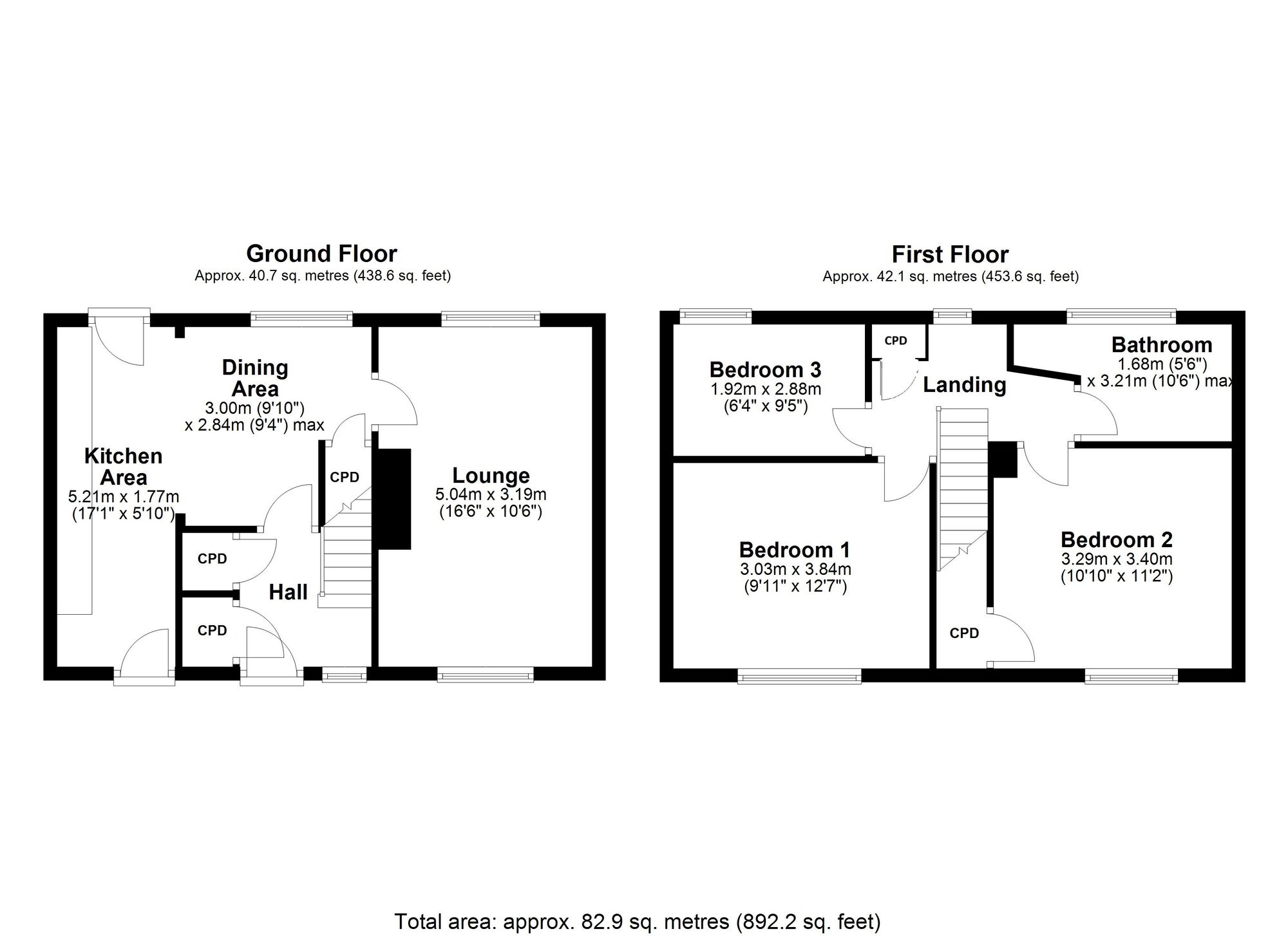 Floorplan of 3 bedroom Mid Terrace House for sale, Sandyford Avenue, Prudhoe, Northumberland, NE42