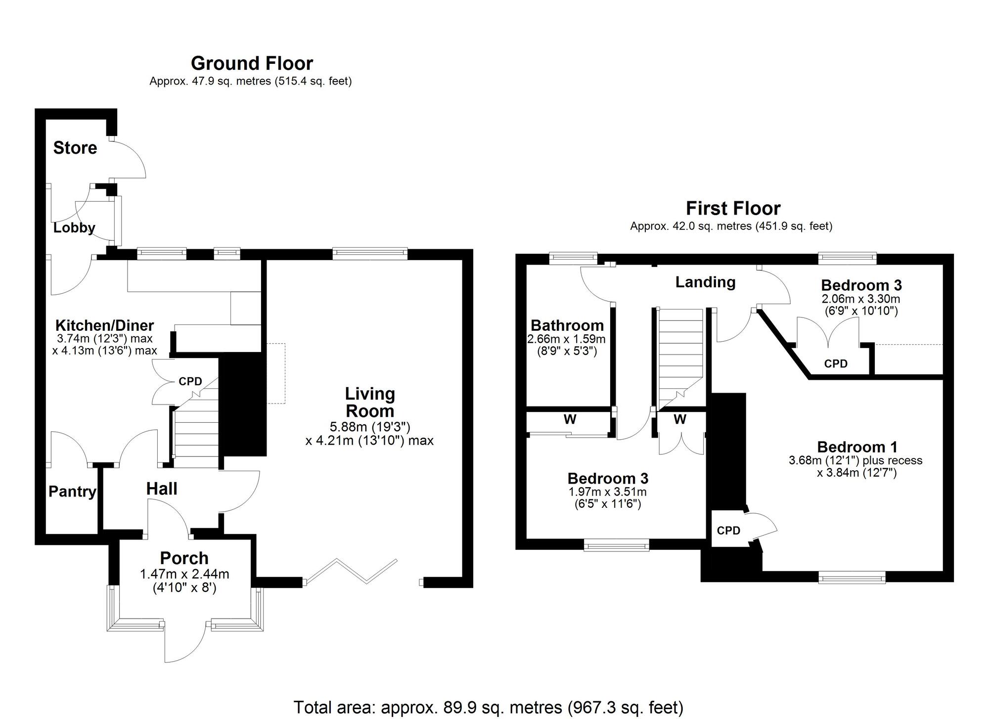 Floorplan of 3 bedroom Mid Terrace House for sale, Iris Terrace, Crawcrook, Tyne and Wear, NE40