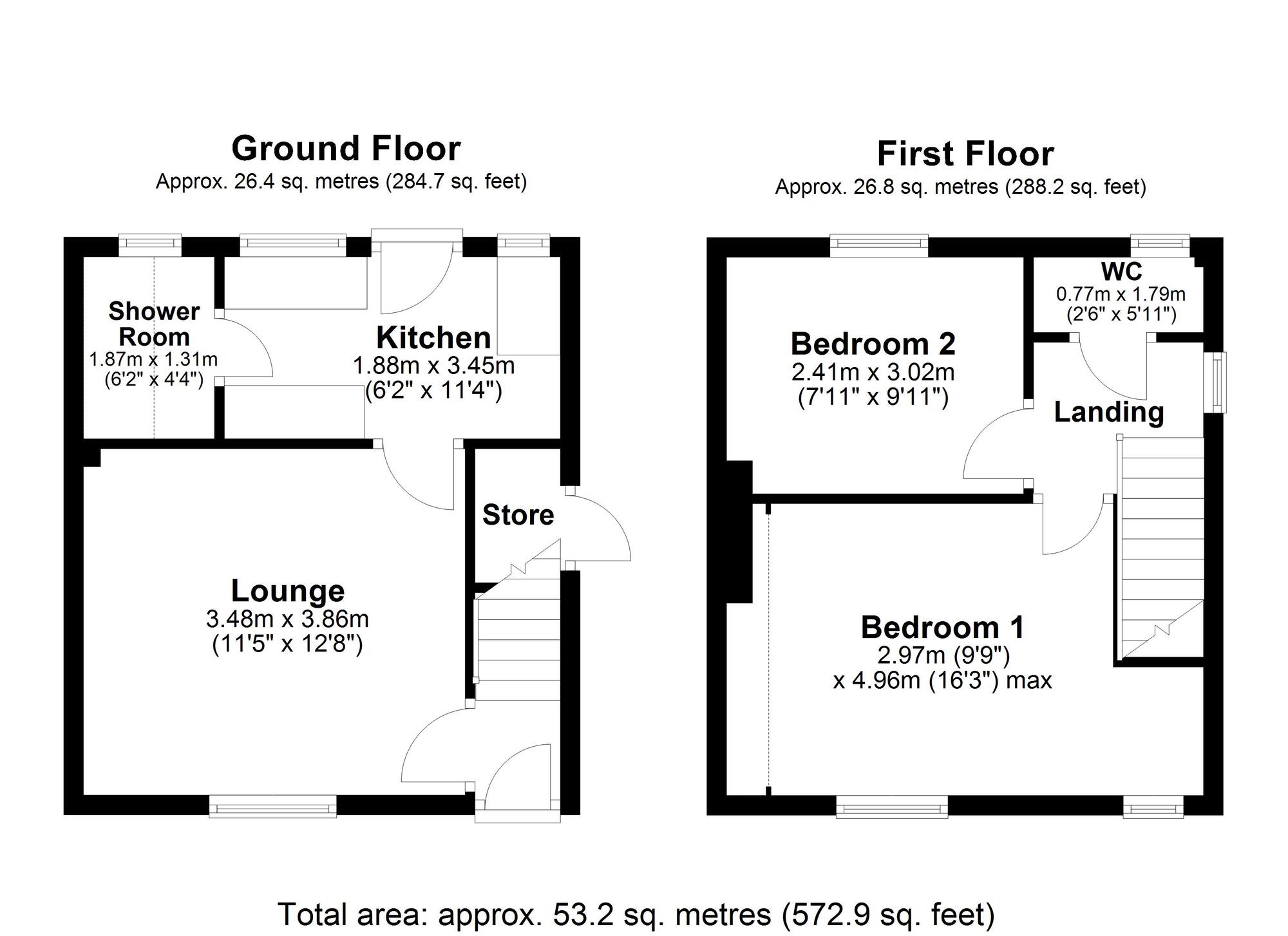 Floorplan of 2 bedroom Semi Detached House for sale, Kings Drive, Greenside, Tyne and Wear, NE40