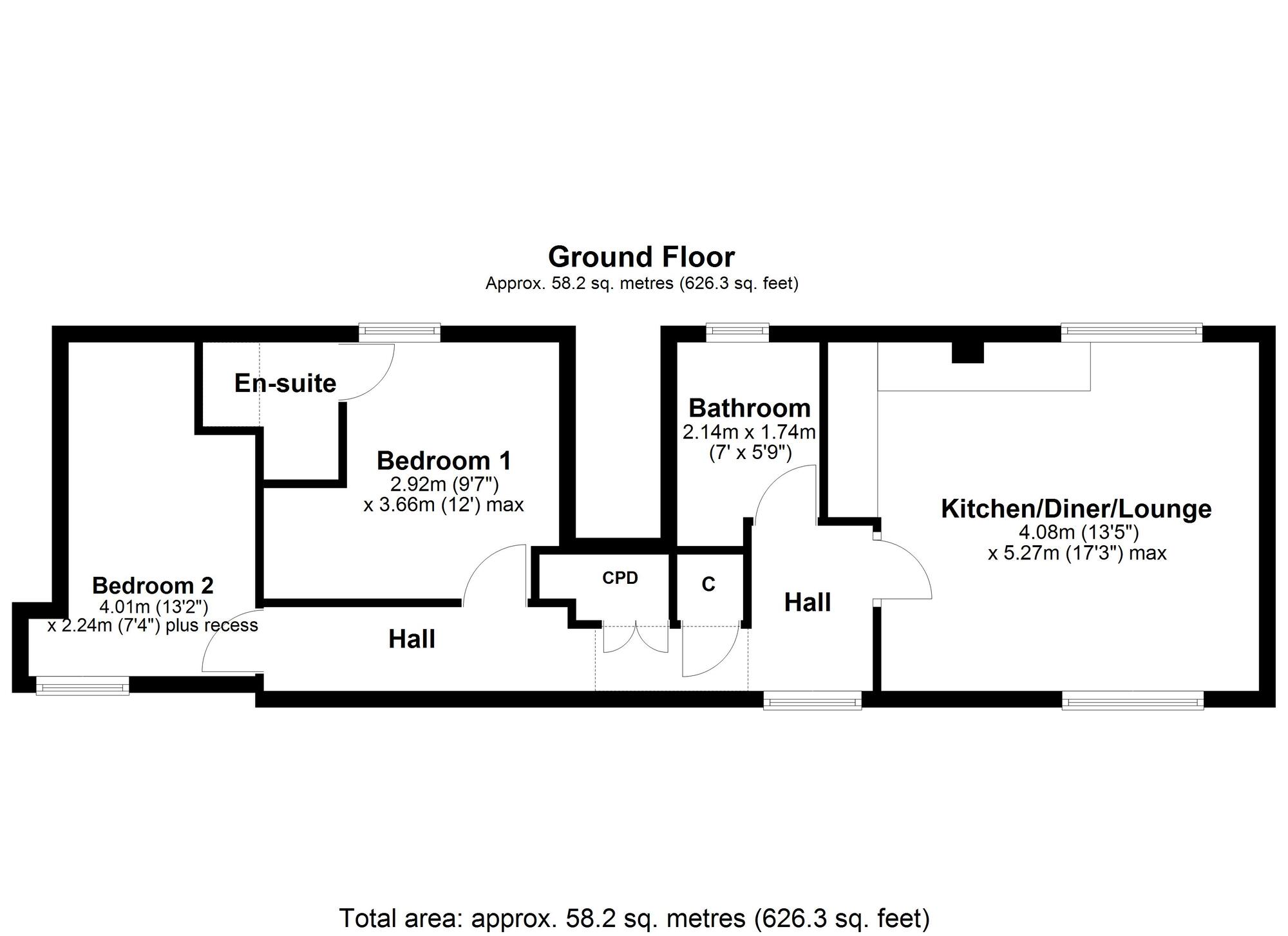 Floorplan of 2 bedroom  Flat to rent, Cornerstone Mews Greenside Road, Crawcrook, Tyne And Wear, NE40