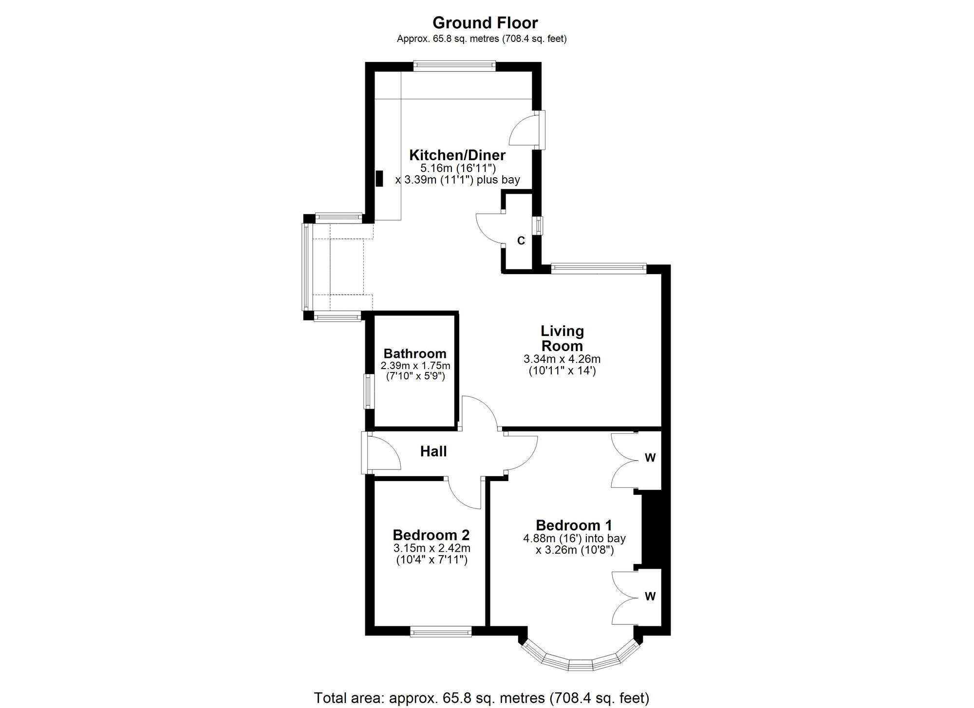 Floorplan of 2 bedroom Semi Detached Bungalow for sale, Woodside Lane, Ryton, Tyne and Wear, NE40