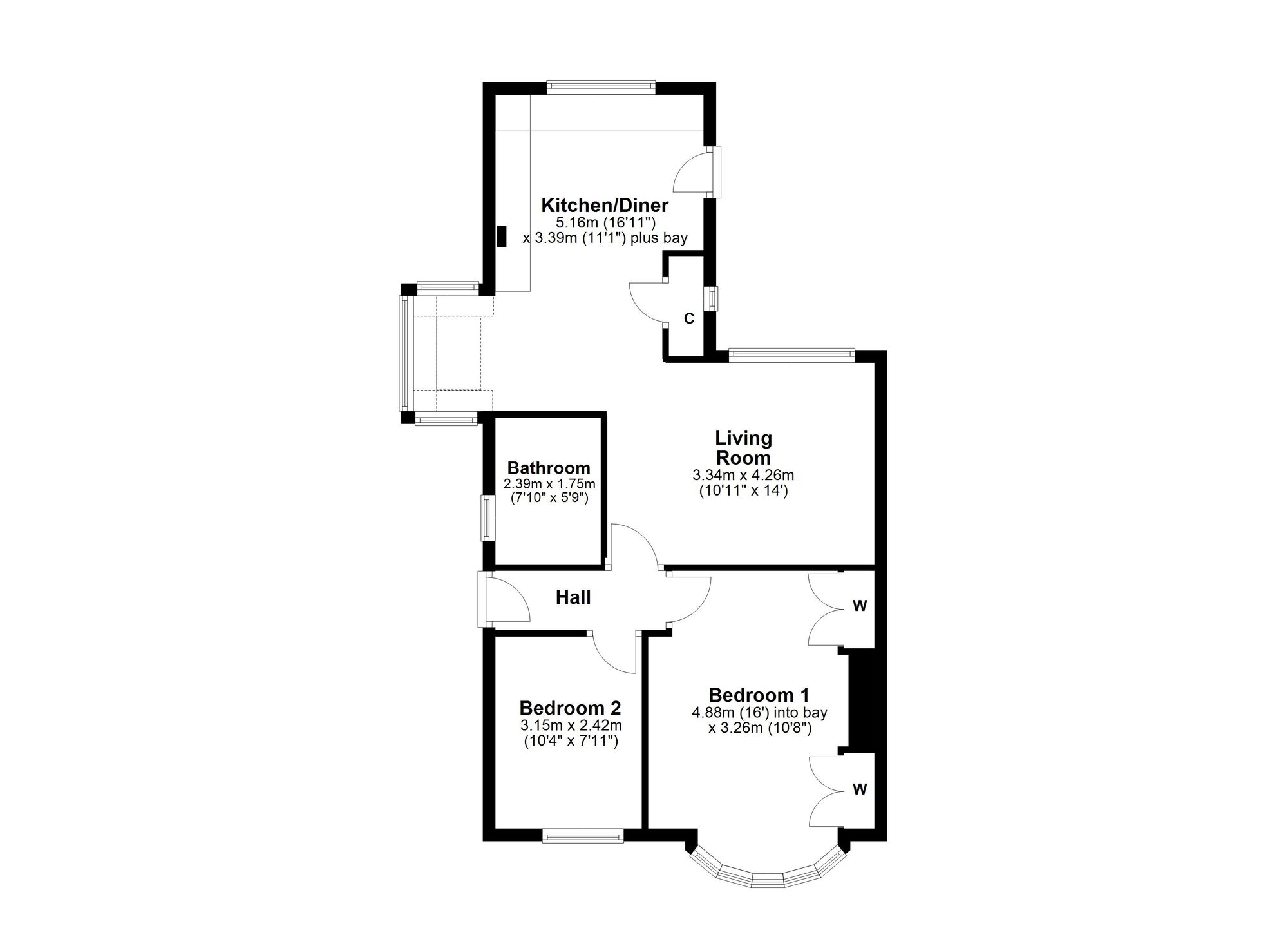 Floorplan of 2 bedroom Semi Detached Bungalow for sale, Woodside Lane, Ryton, Tyne and Wear, NE40