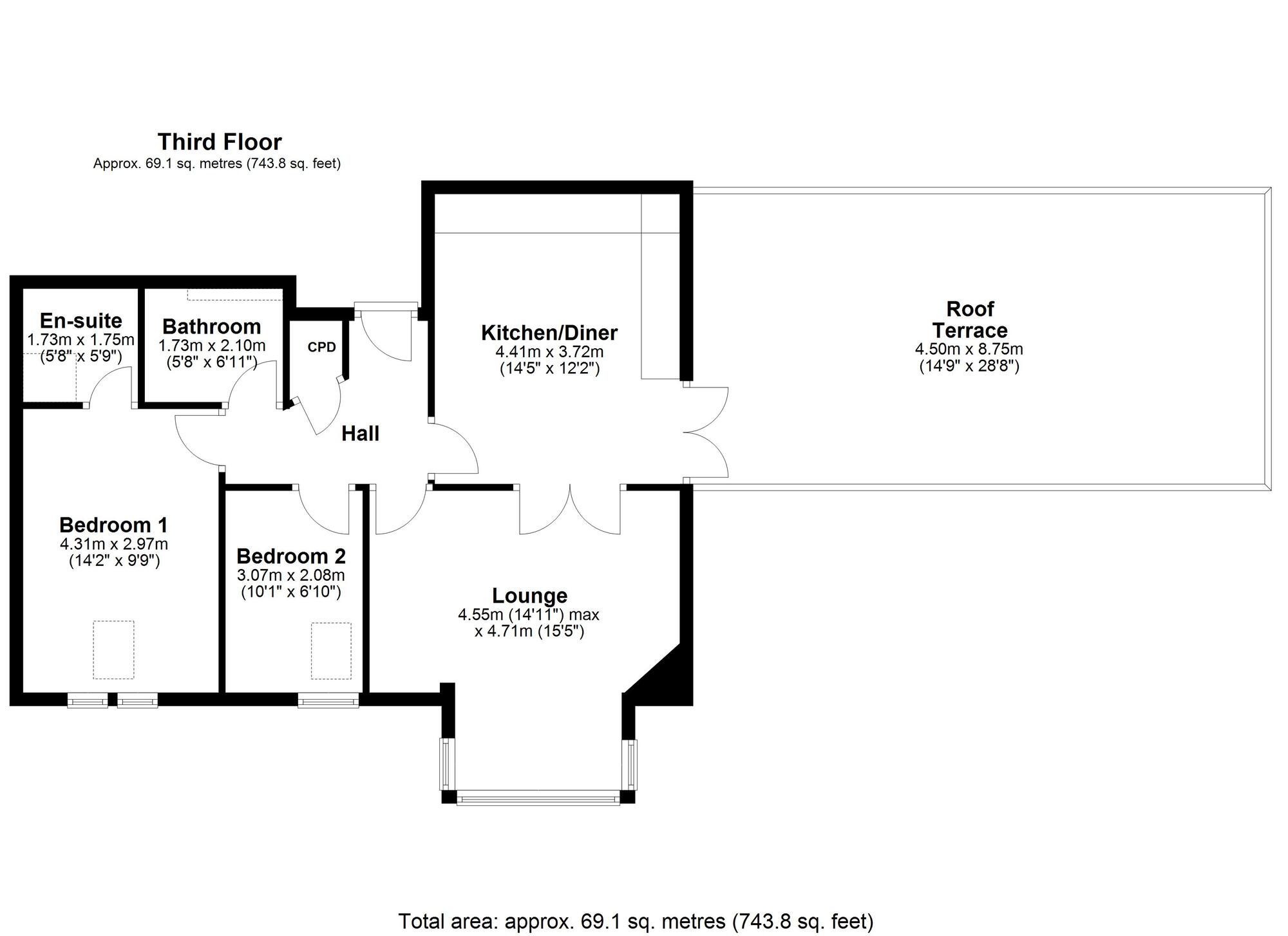 Floorplan of 2 bedroom  Flat for sale, Wylam, Tyne and Wear, NE41