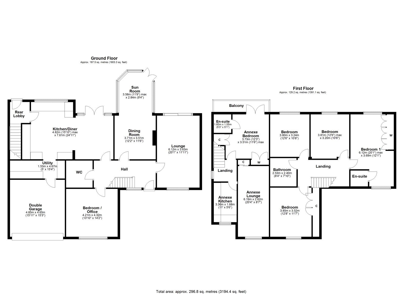 Floorplan of 5 bedroom Detached House for sale, Springfield, Ovington, Northumberland, NE42