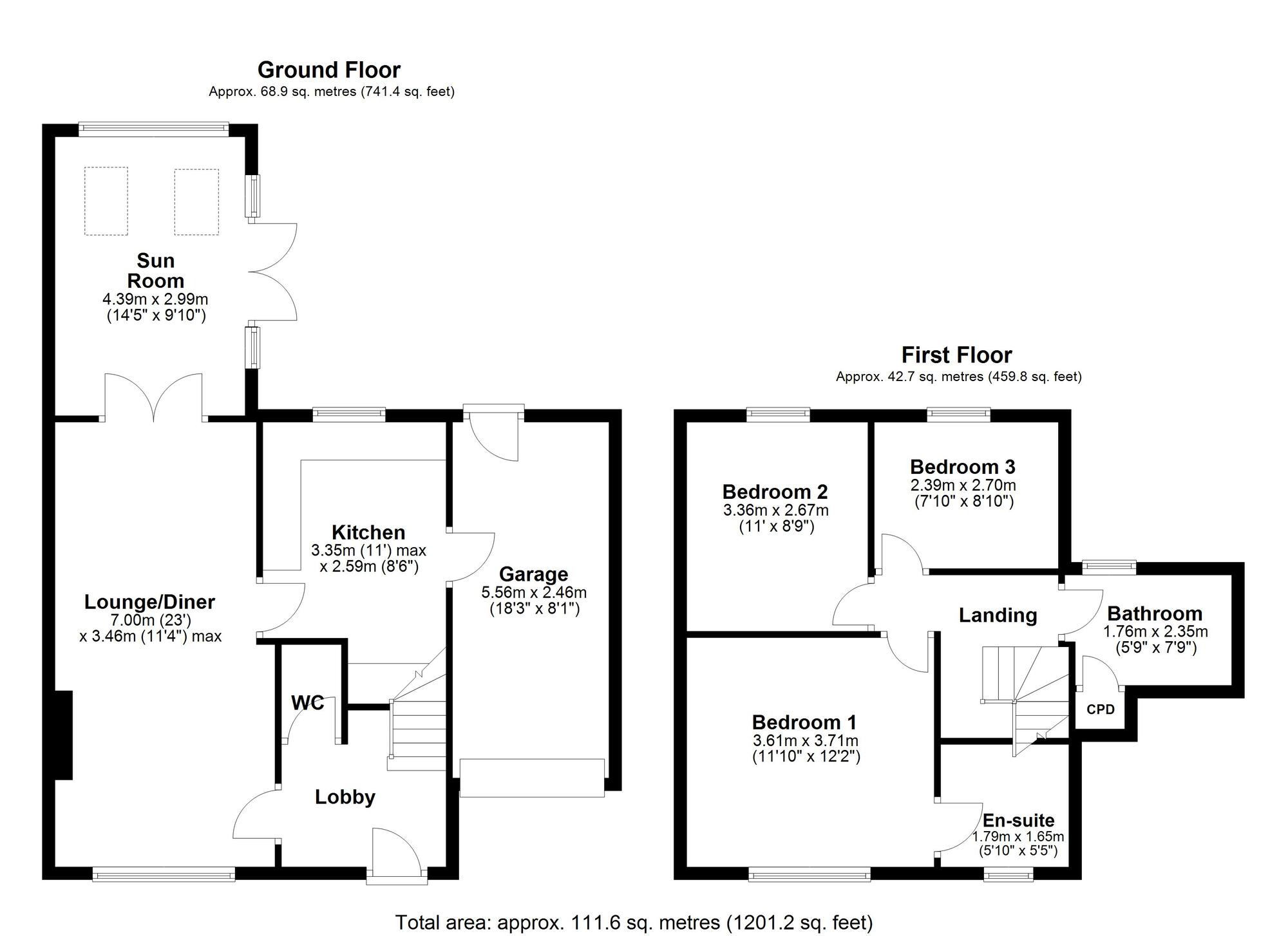 Floorplan of 3 bedroom Detached House for sale, Ruskin Court, Prudhoe, Northumberland, NE42