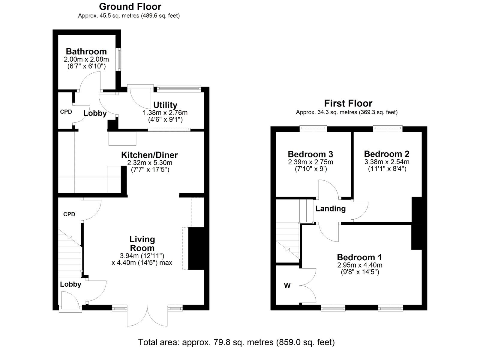 Floorplan of 3 bedroom Mid Terrace House for sale, Morgy Hill West, Crawcrook   Ryton, Tyne and Wear, NE40