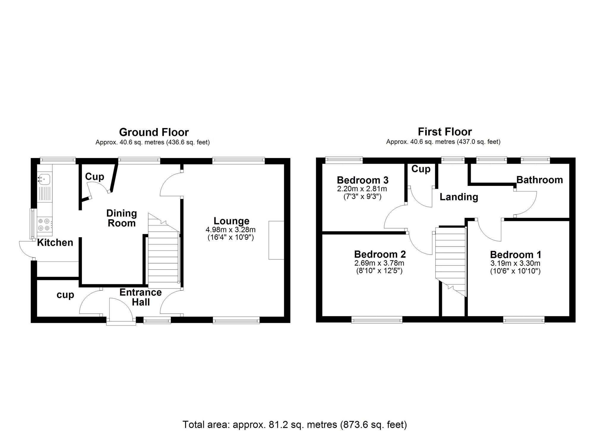 Floorplan of 3 bedroom End Terrace House for sale, Eastwoods Road, Prudhoe, Northumberland, NE42