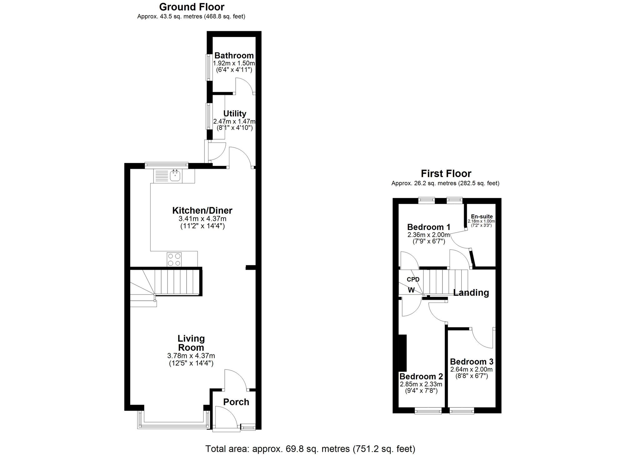 Floorplan of 3 bedroom Mid Terrace House for sale, Morgy Hill West, Crawcrook  Ryton, Tyne and Wear, NE40