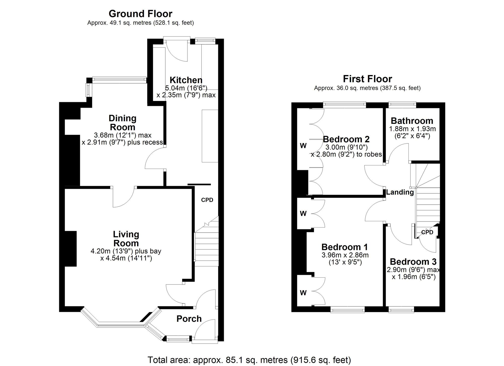 Floorplan of 3 bedroom Mid Terrace House for sale, The Oval, Ryton, Tyne and Wear, NE40