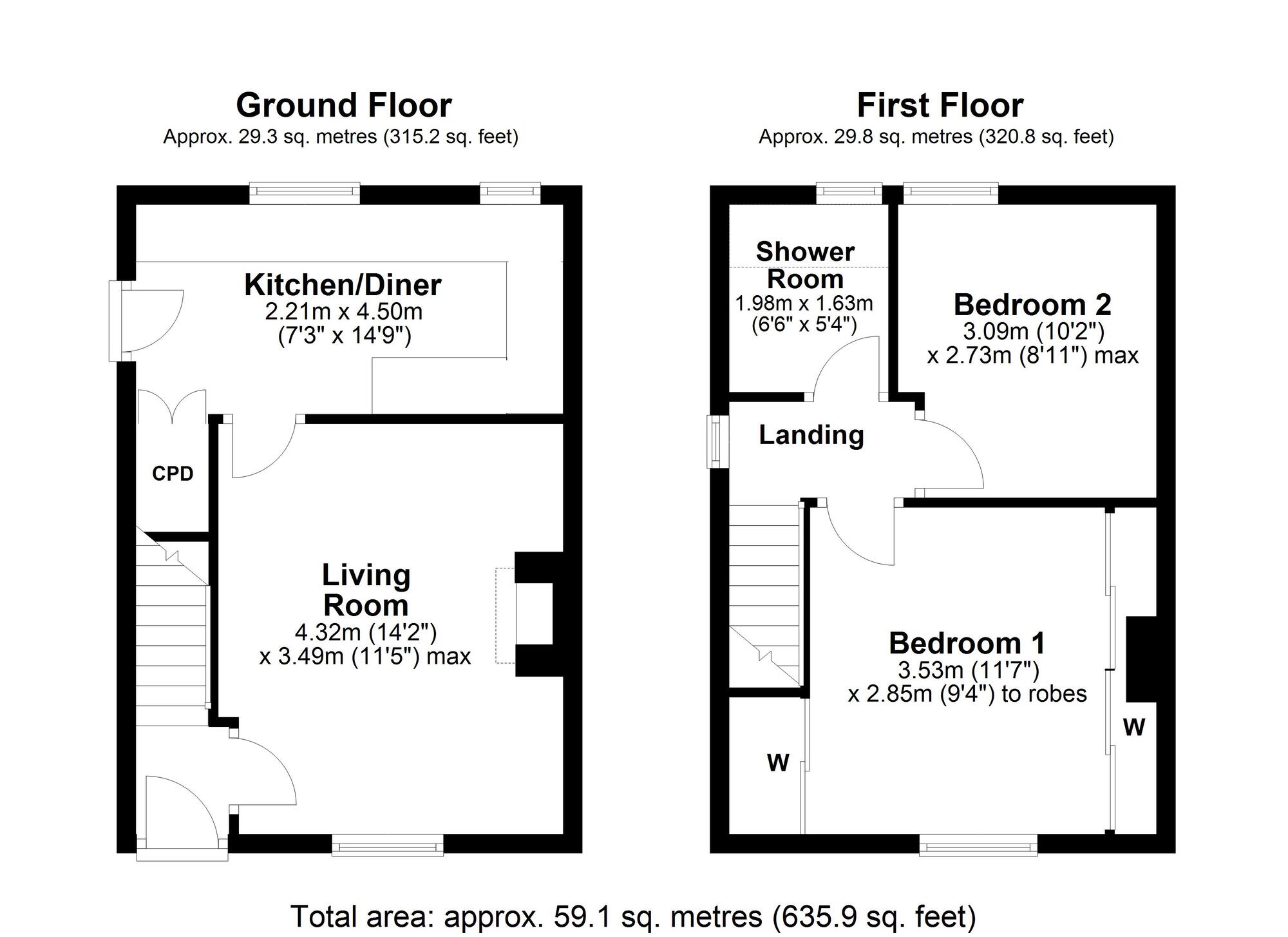 Floorplan of 2 bedroom Semi Detached House for sale, Chesters Gardens, Ryton, Tyne and Wear, NE40