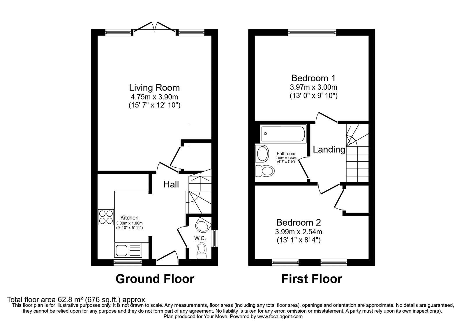 Floorplan of 2 bedroom Semi Detached House for sale, Jarvis Drive, Ryton, Tyne and Wear, NE40