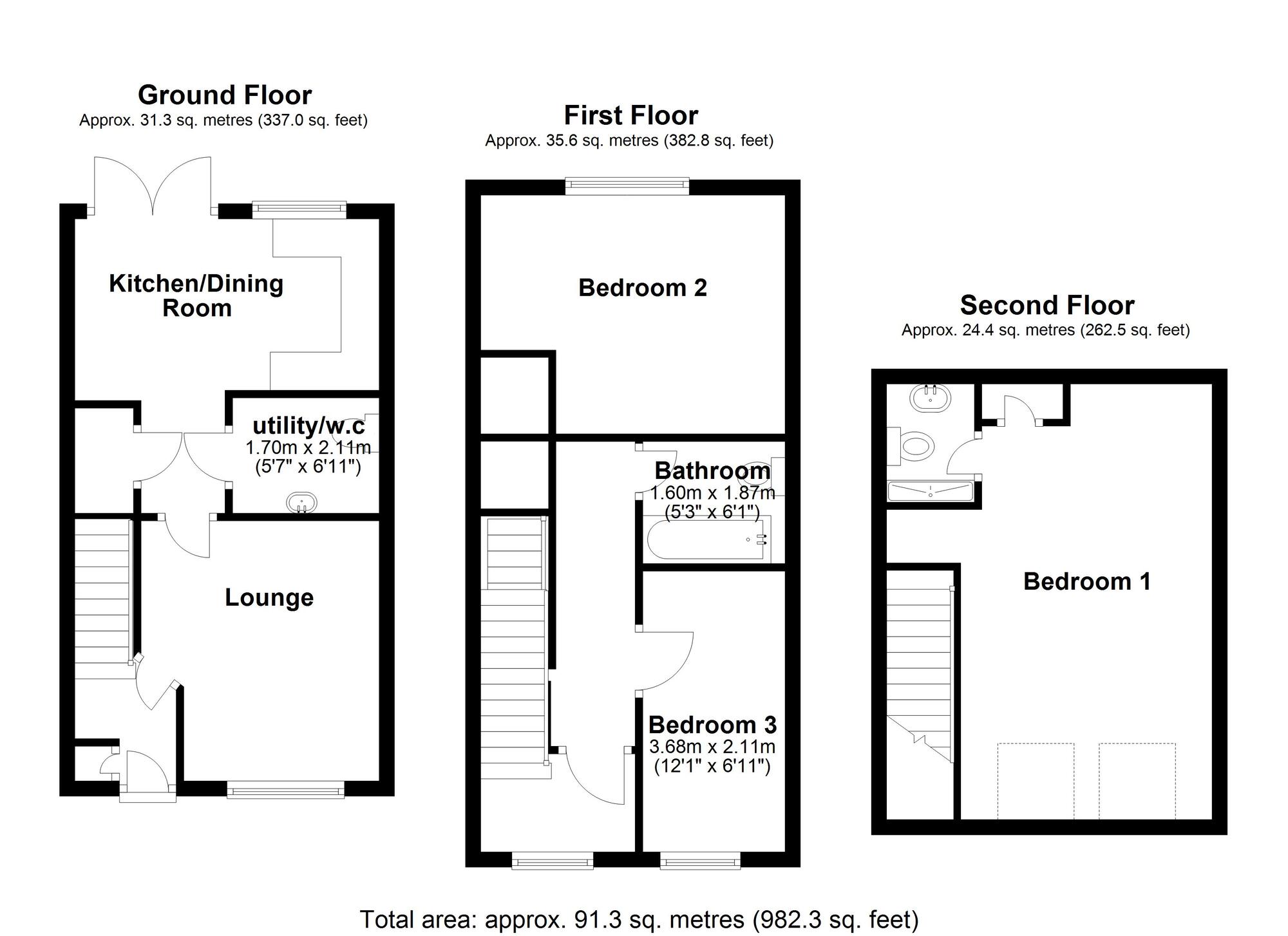 Floorplan of 3 bedroom Semi Detached House for sale, Wagtail Gardens, Ryton, Tyne and Wear, NE40