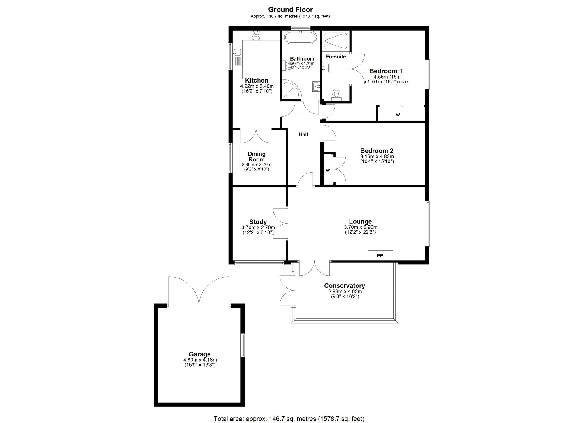 Floorplan of 3 bedroom Detached Bungalow for sale, Main Road, Ryton, Tyne & Wear, NE40