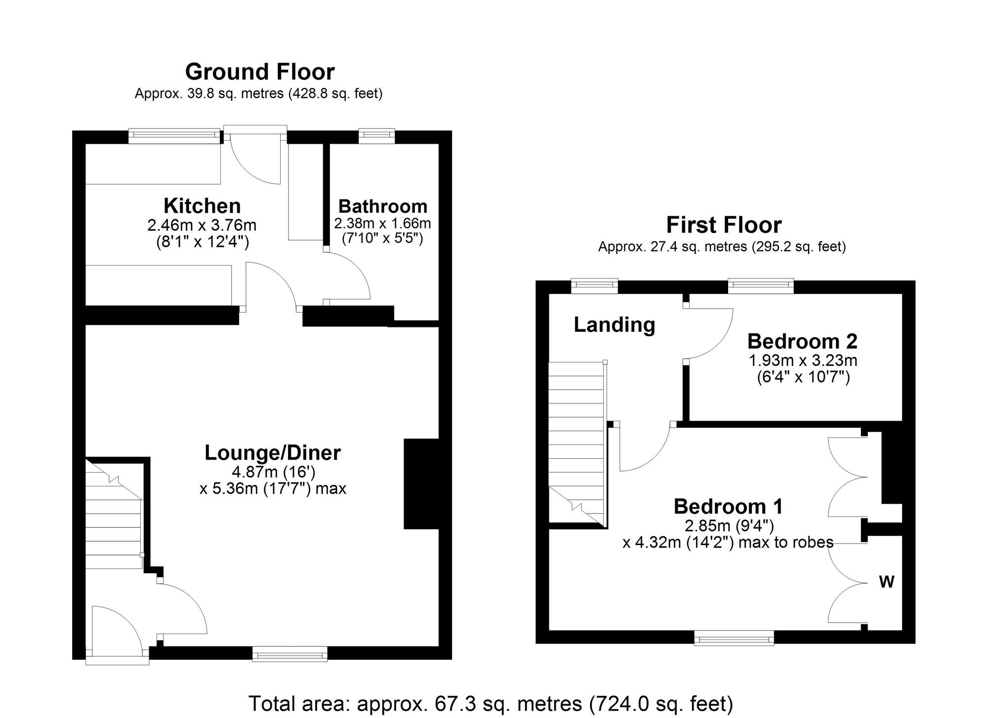 Floorplan of 2 bedroom End Terrace House for sale, Belle Vue Terrace, Crawcrook  Ryton, Tyne and Wear, NE40