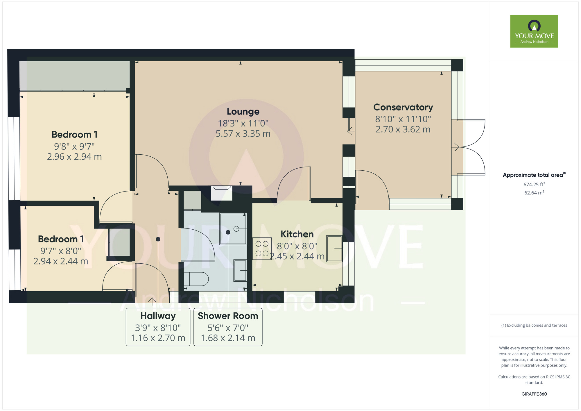 Floorplan of 2 bedroom Semi Detached Bungalow for sale, Sandylands Park, Wistaston, Cheshire, CW2