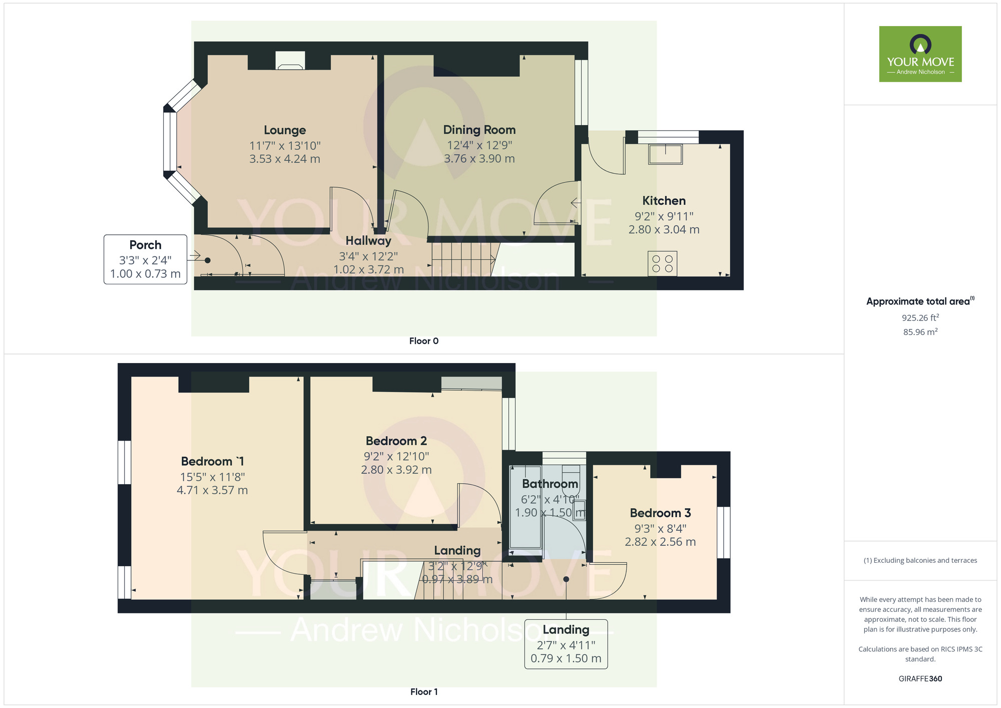 Floorplan of 3 bedroom Mid Terrace House for sale, Derrington Avenue, Crewe, Cheshire, CW2