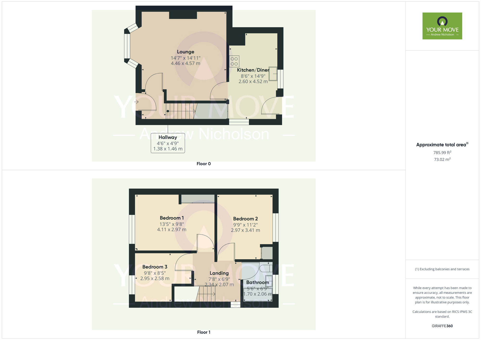 Floorplan of 3 bedroom Semi Detached House for sale, Marshfield Avenue, Crewe, Cheshire, CW2