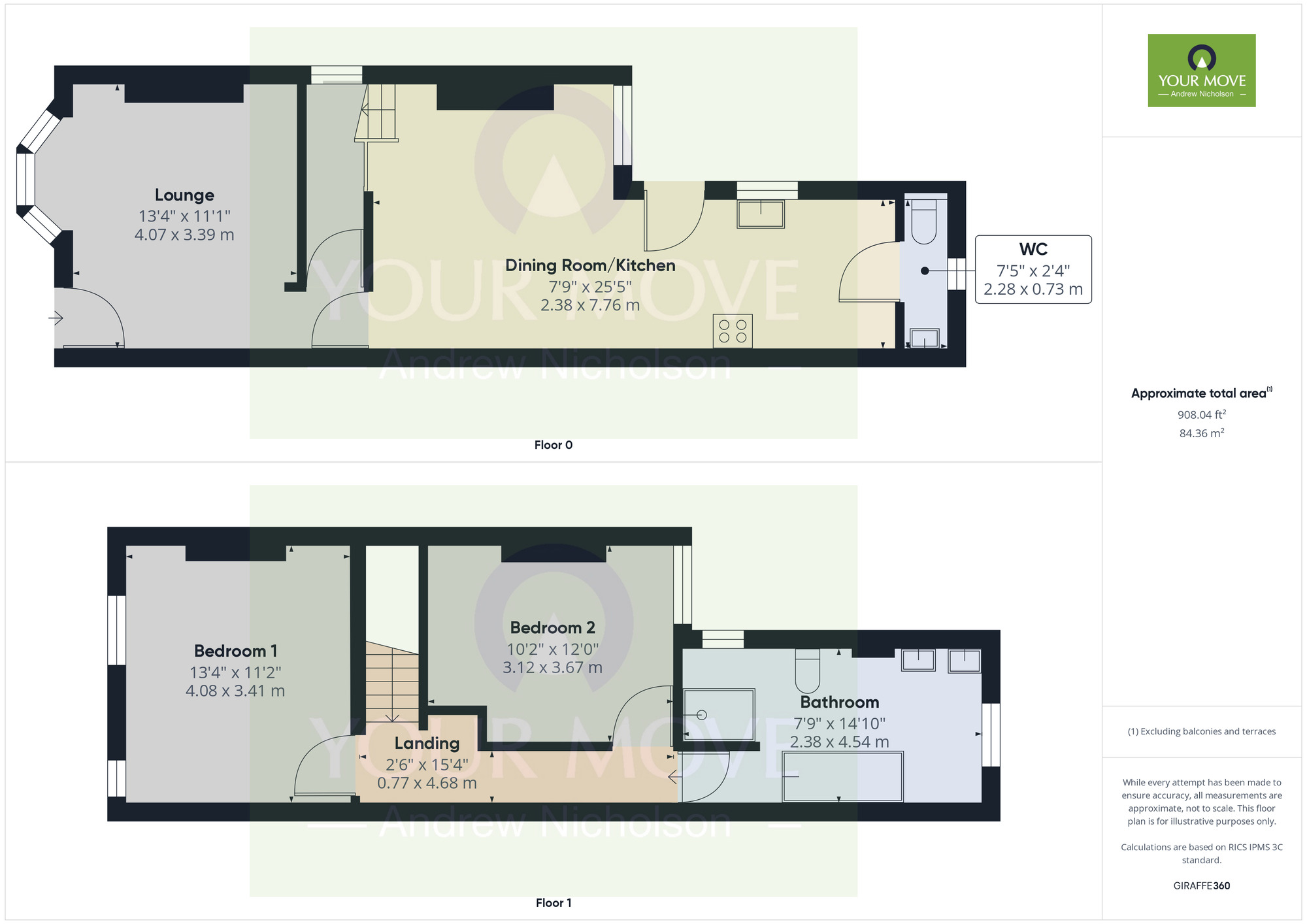 Floorplan of 2 bedroom Semi Detached House for sale, Holland Street, Crewe, Cheshire, CW1