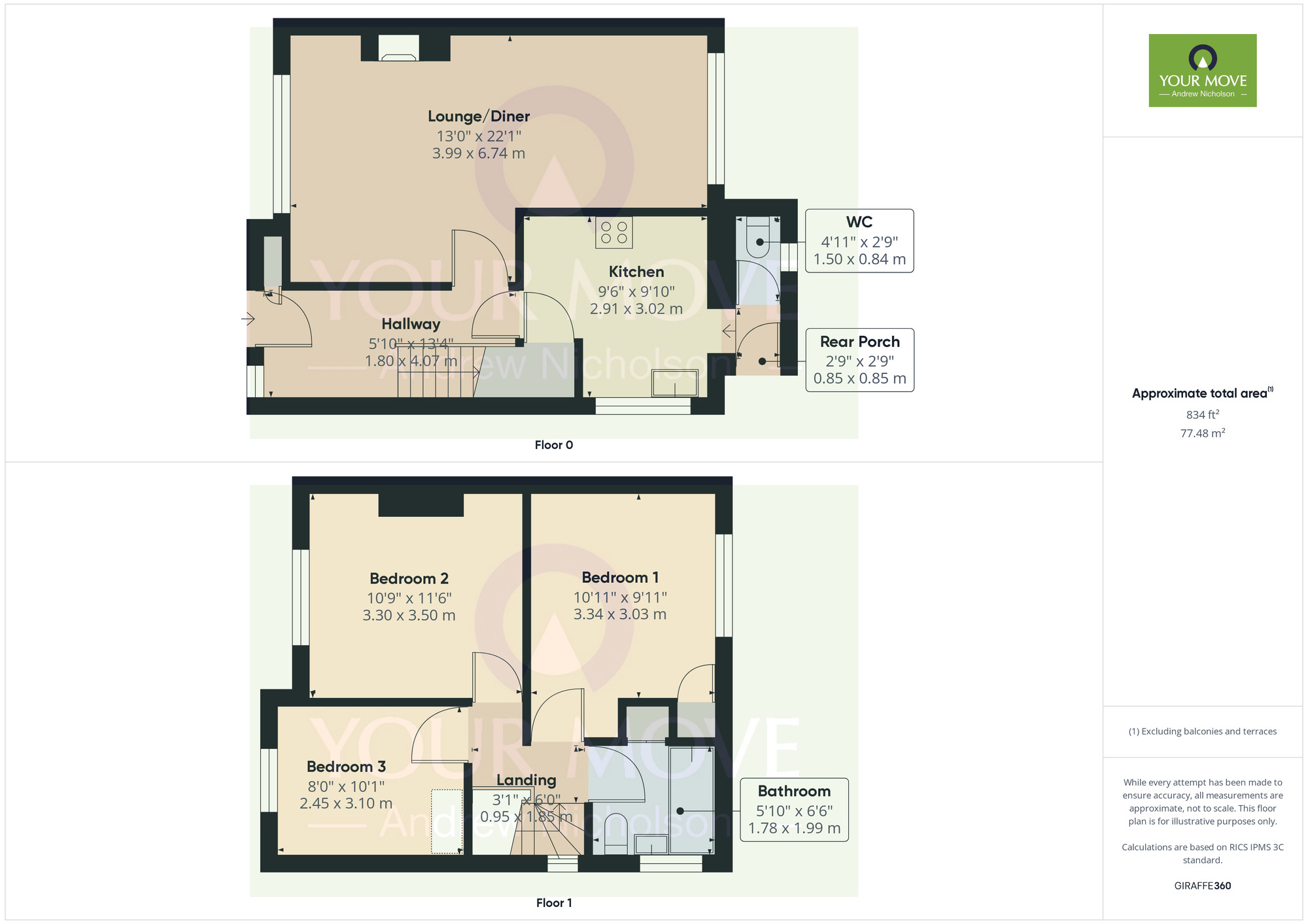 Floorplan of 3 bedroom Semi Detached House for sale, Rolls Avenue, Crewe, Cheshire, CW1