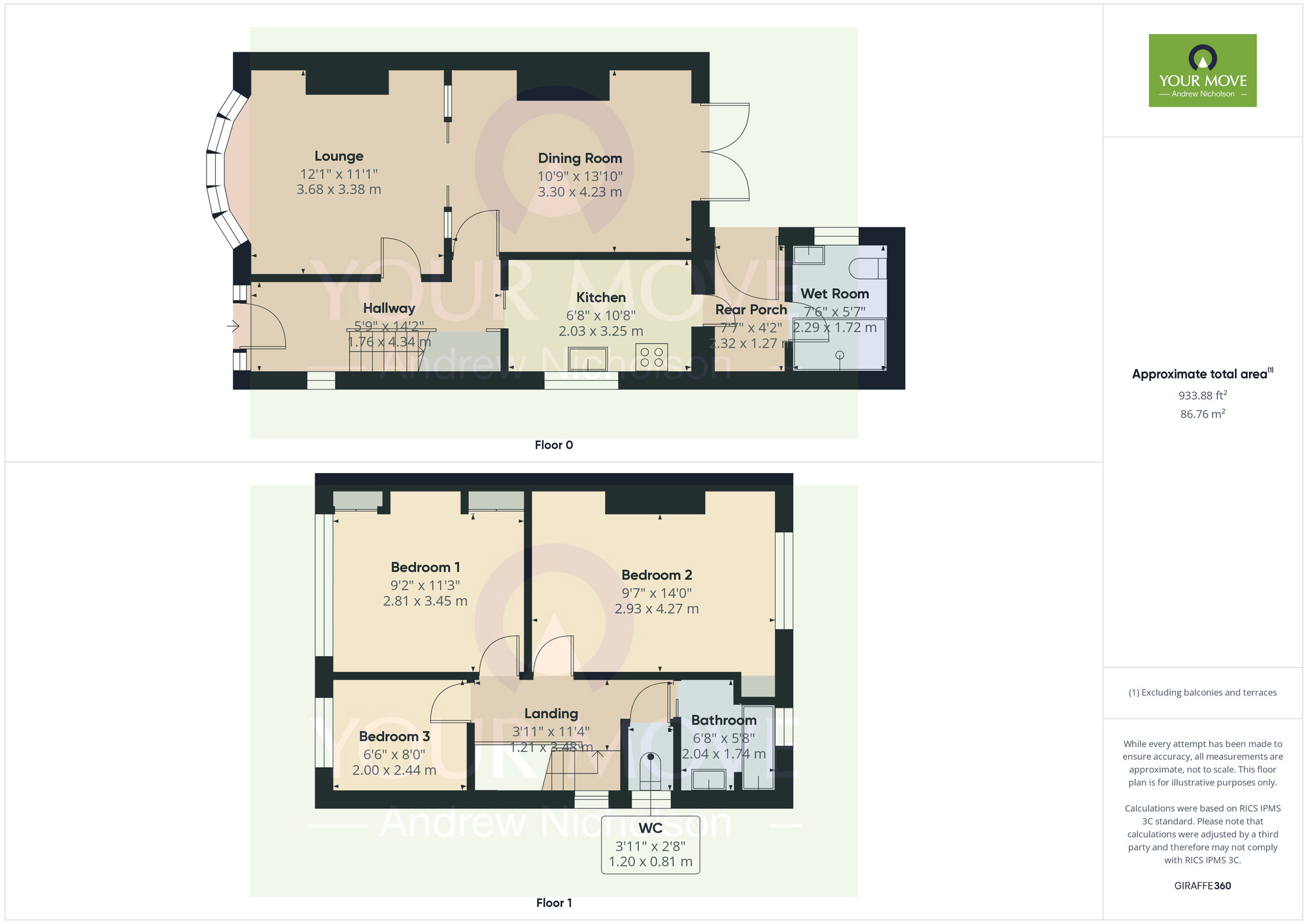 Floorplan of 3 bedroom Semi Detached House for sale, Lunt Avenue, Crewe, Cheshire, CW2