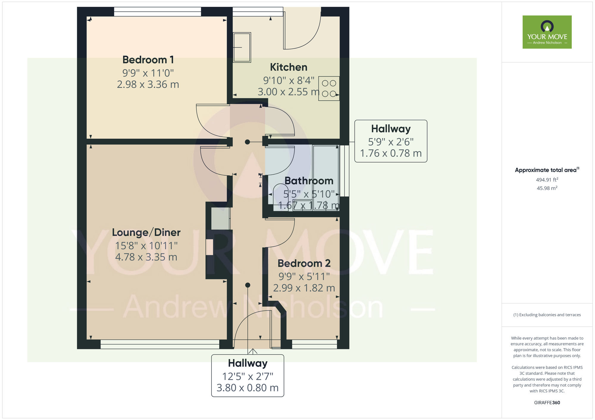 Floorplan of 2 bedroom Semi Detached Bungalow for sale, Delves Close, Shavington, Cheshire, CW2