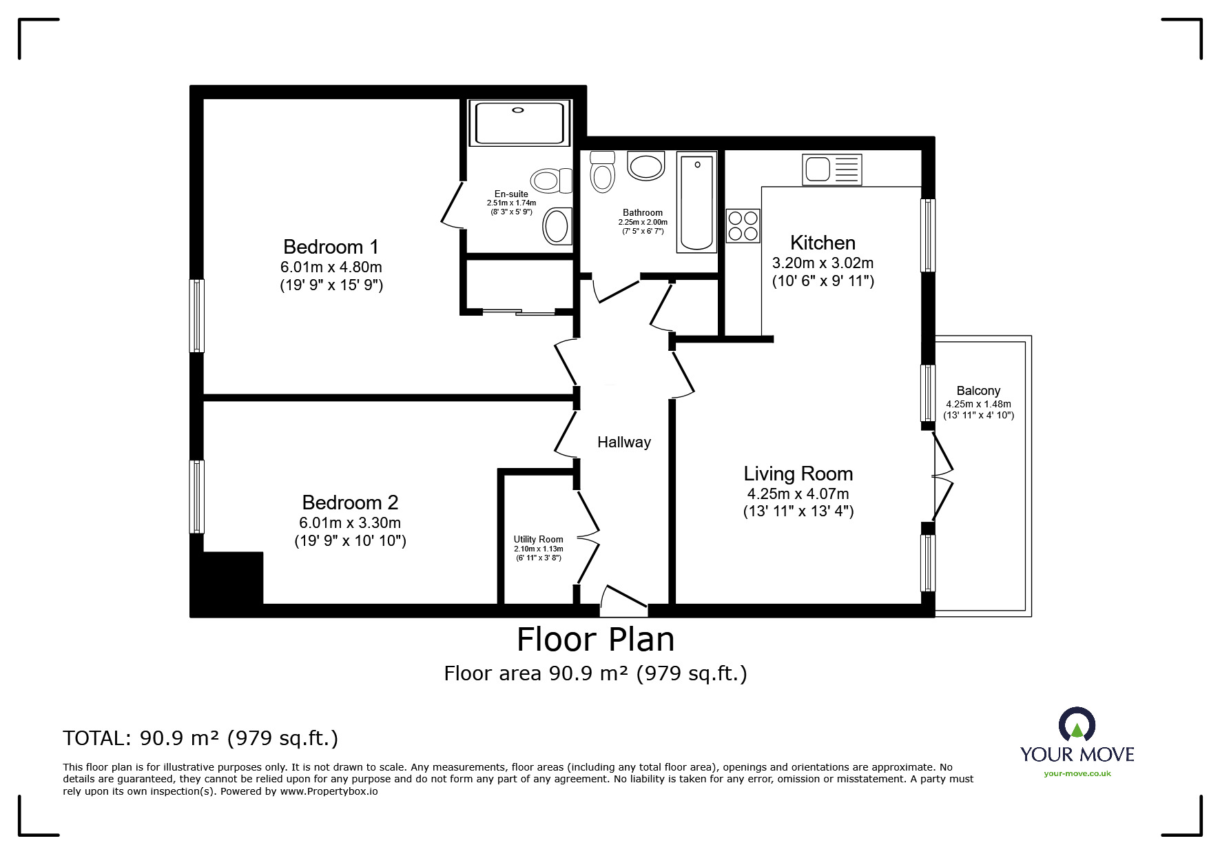 Floorplan of 2 bedroom  Flat for sale, Emperor House, 13 Riverside Wharf, Kent, DA1