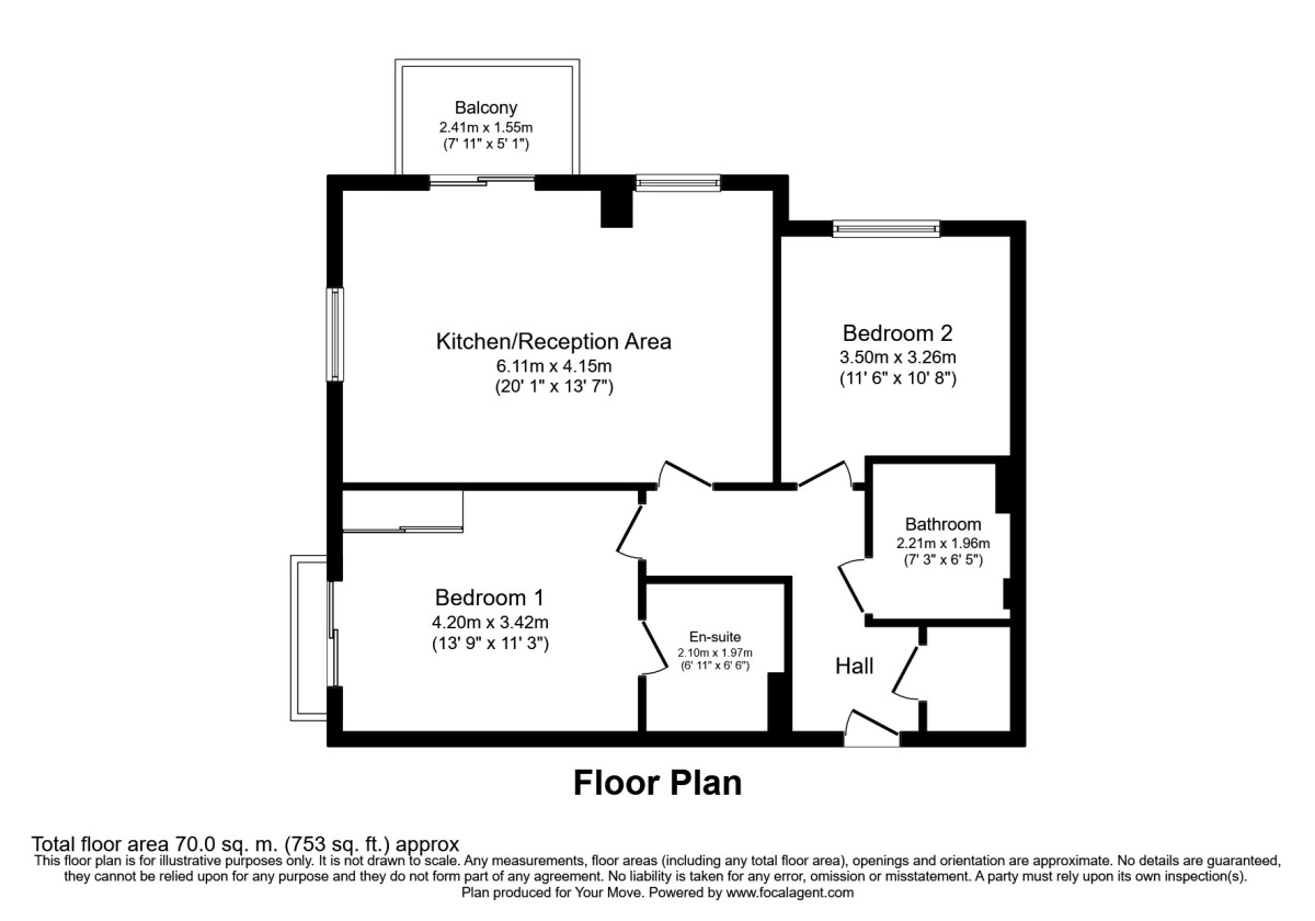 Floorplan of 2 bedroom  Flat to rent, Creek Mill Way, Dartford, DA1