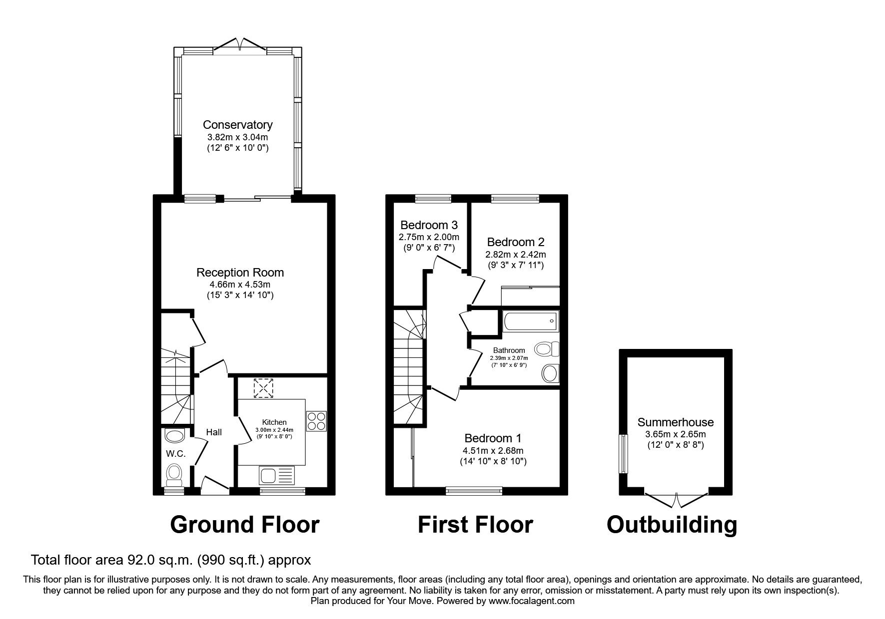 Floorplan of 3 bedroom Mid Terrace House to rent, Skippers Close, Greenhithe, Kent, DA9