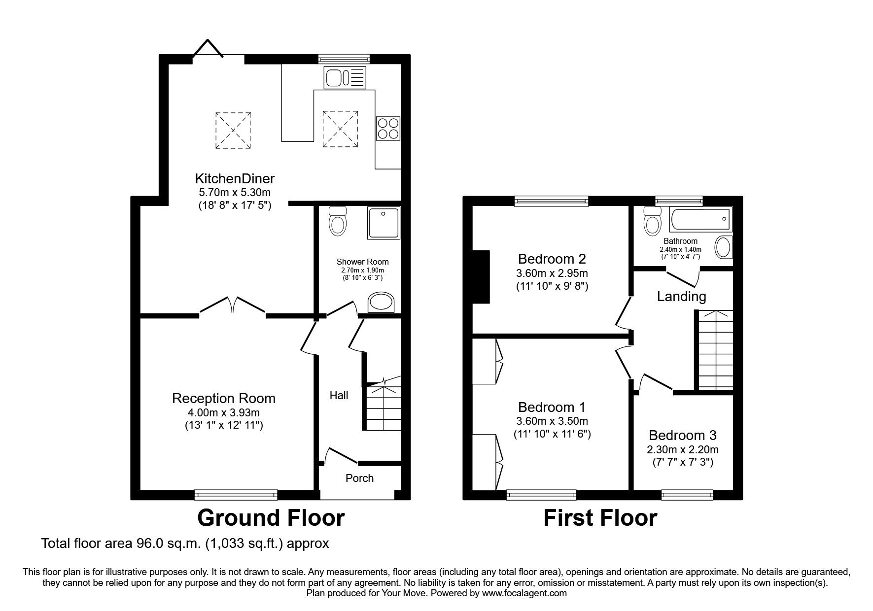 Floorplan of 3 bedroom Mid Terrace House to rent, Oliver Crescent, Farningham, Kent, DA4