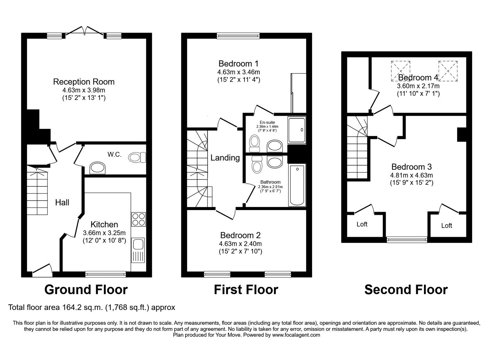 Floorplan of 4 bedroom Mid Terrace House to rent, Elham Crescent, Dartford, Kent, DA2