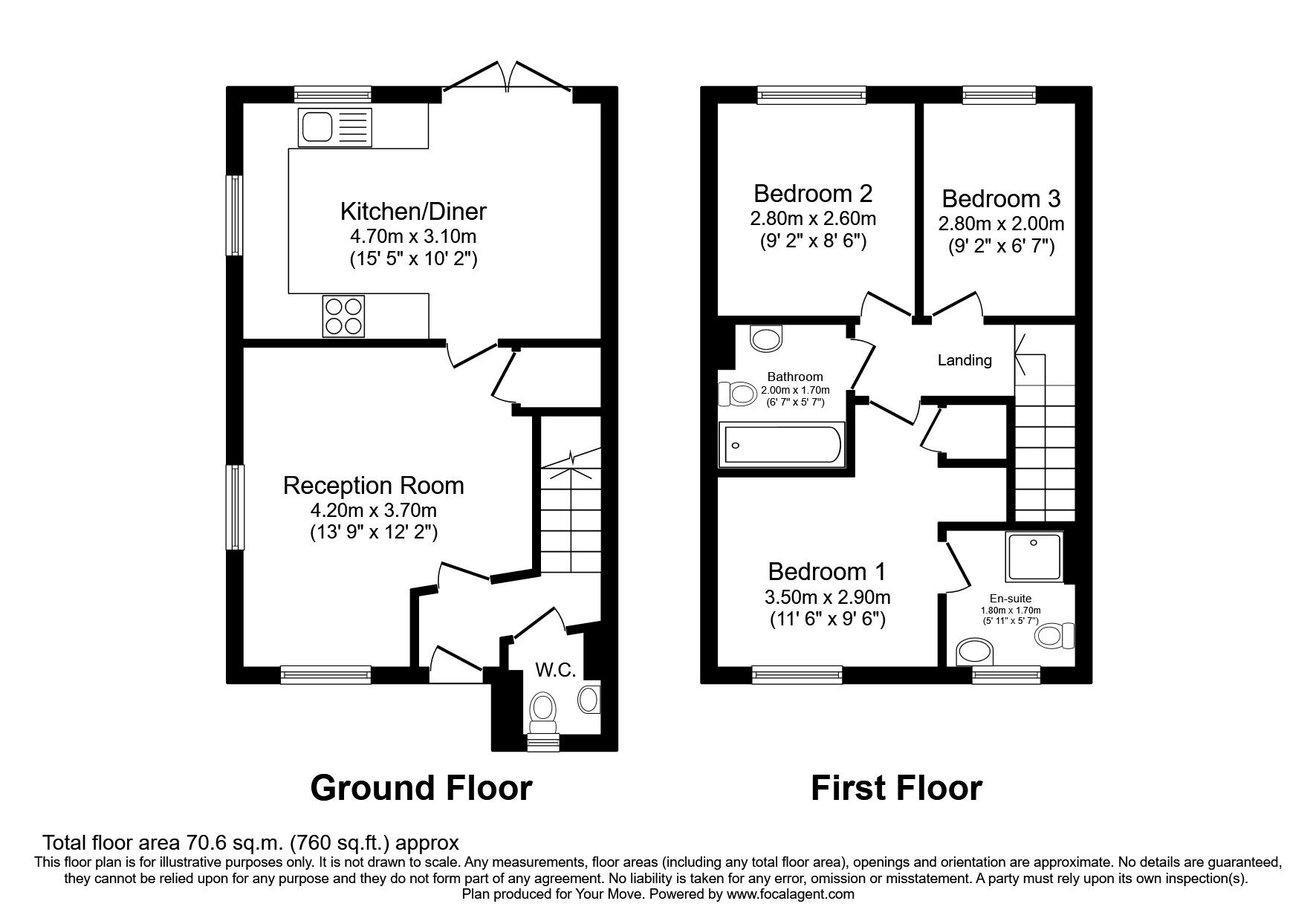 Floorplan of 3 bedroom End Terrace House to rent, Ellingham View, Dartford, Kent, DA1