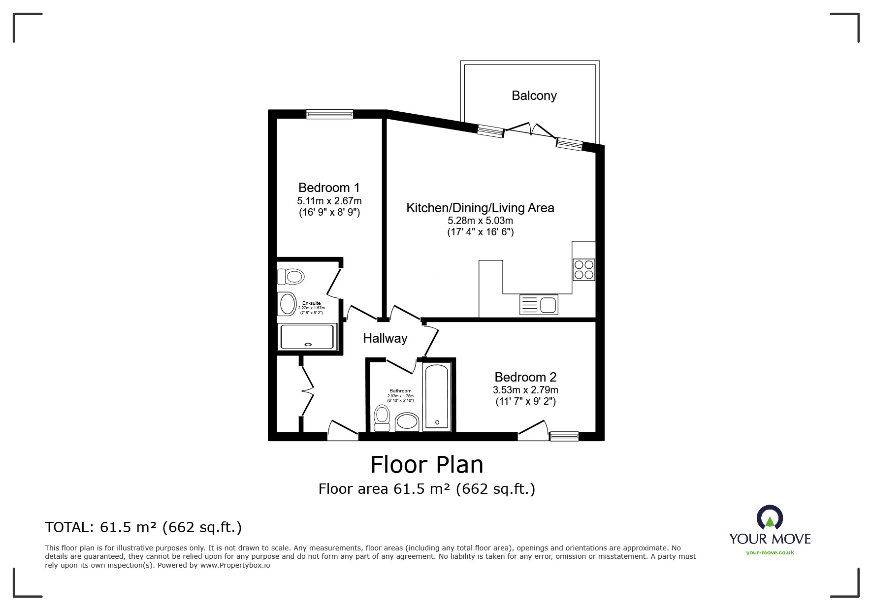 Floorplan of 2 bedroom  Flat for sale, Morris Walk, Dartford, Kent, DA1