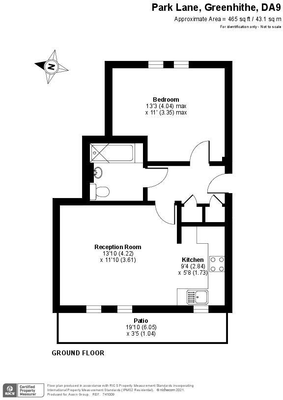 Floorplan of 1 bedroom  Flat for sale, Park Lane, Greenhithe, Kent, DA9