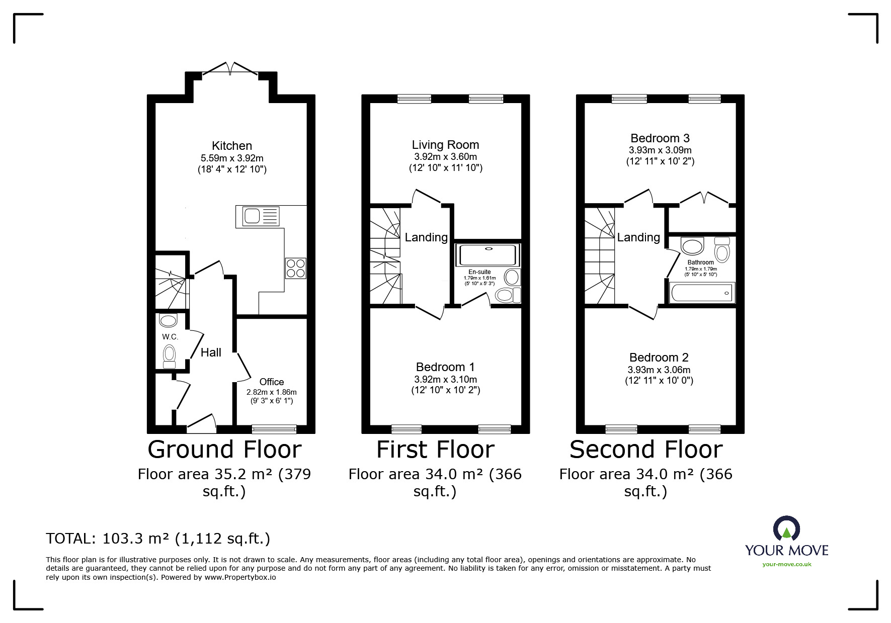 Floorplan of 4 bedroom Mid Terrace House for sale, Burroughs Drive, Dartford, Kent, DA1