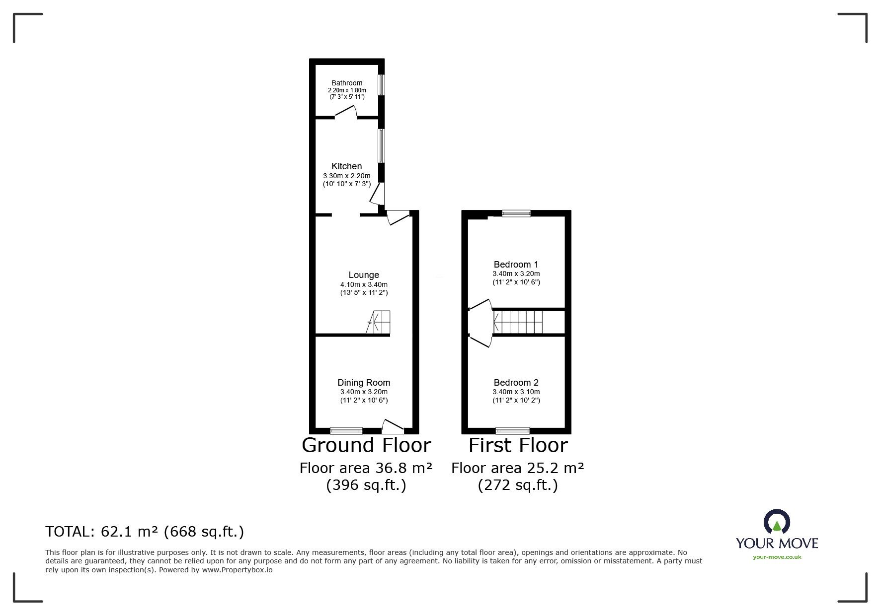 Floorplan of 2 bedroom Mid Terrace House for sale, Mill Road, Dartford, Kent, DA2