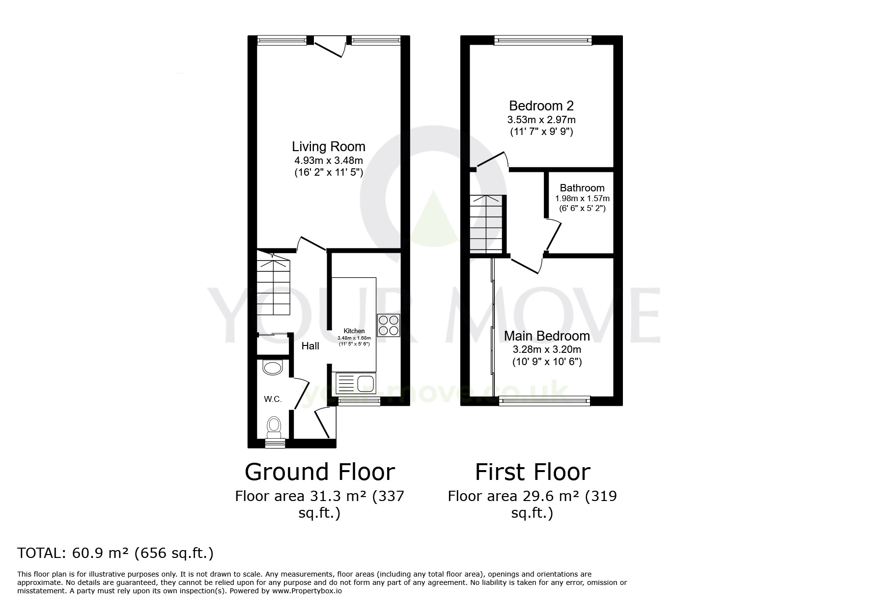 Floorplan of 2 bedroom Mid Terrace House for sale, Cugley Road, Dartford, Kent, DA2