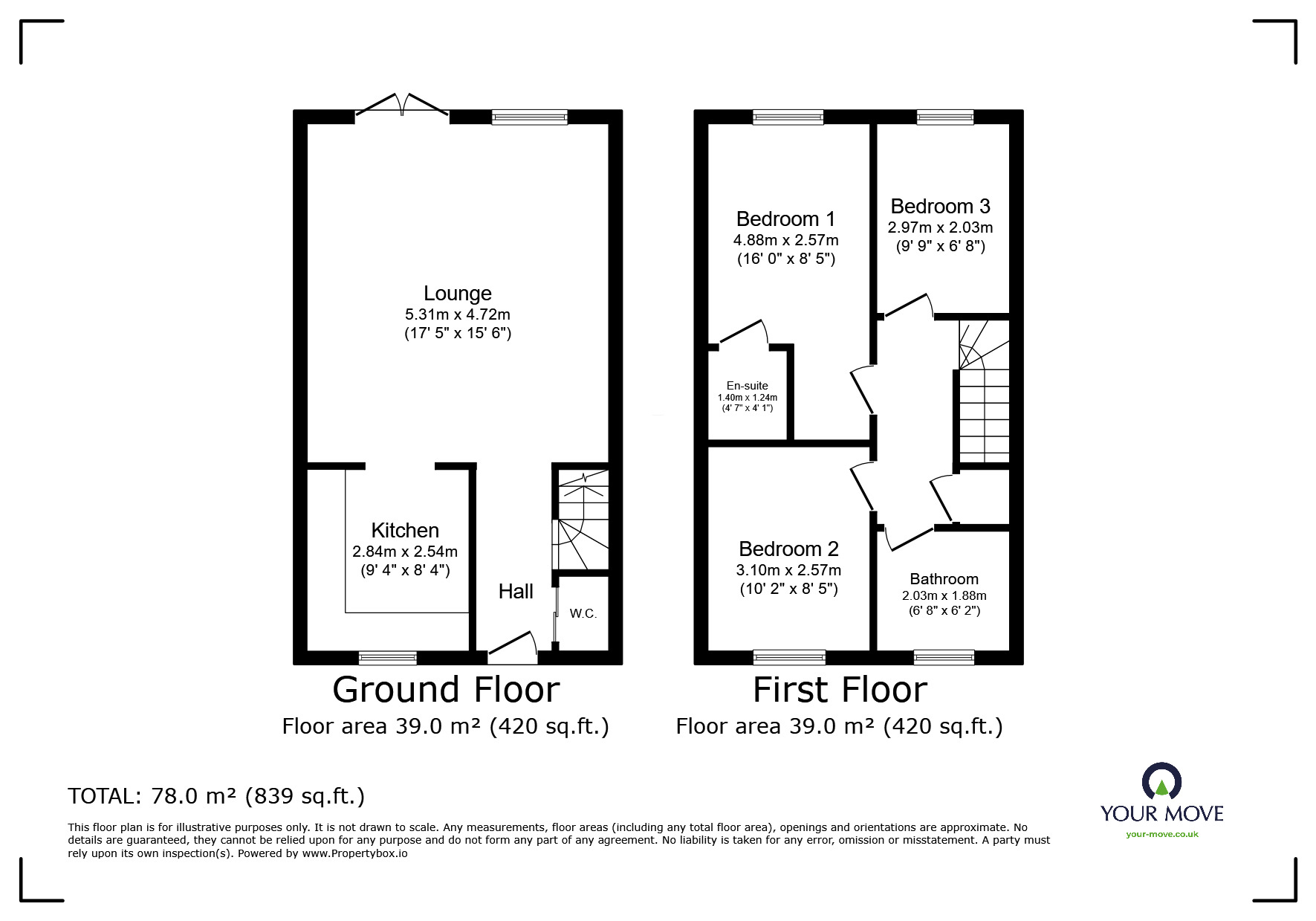 Floorplan of 3 bedroom End Terrace House to rent, Rainbow Gardens, Dartford, Kent, DA1