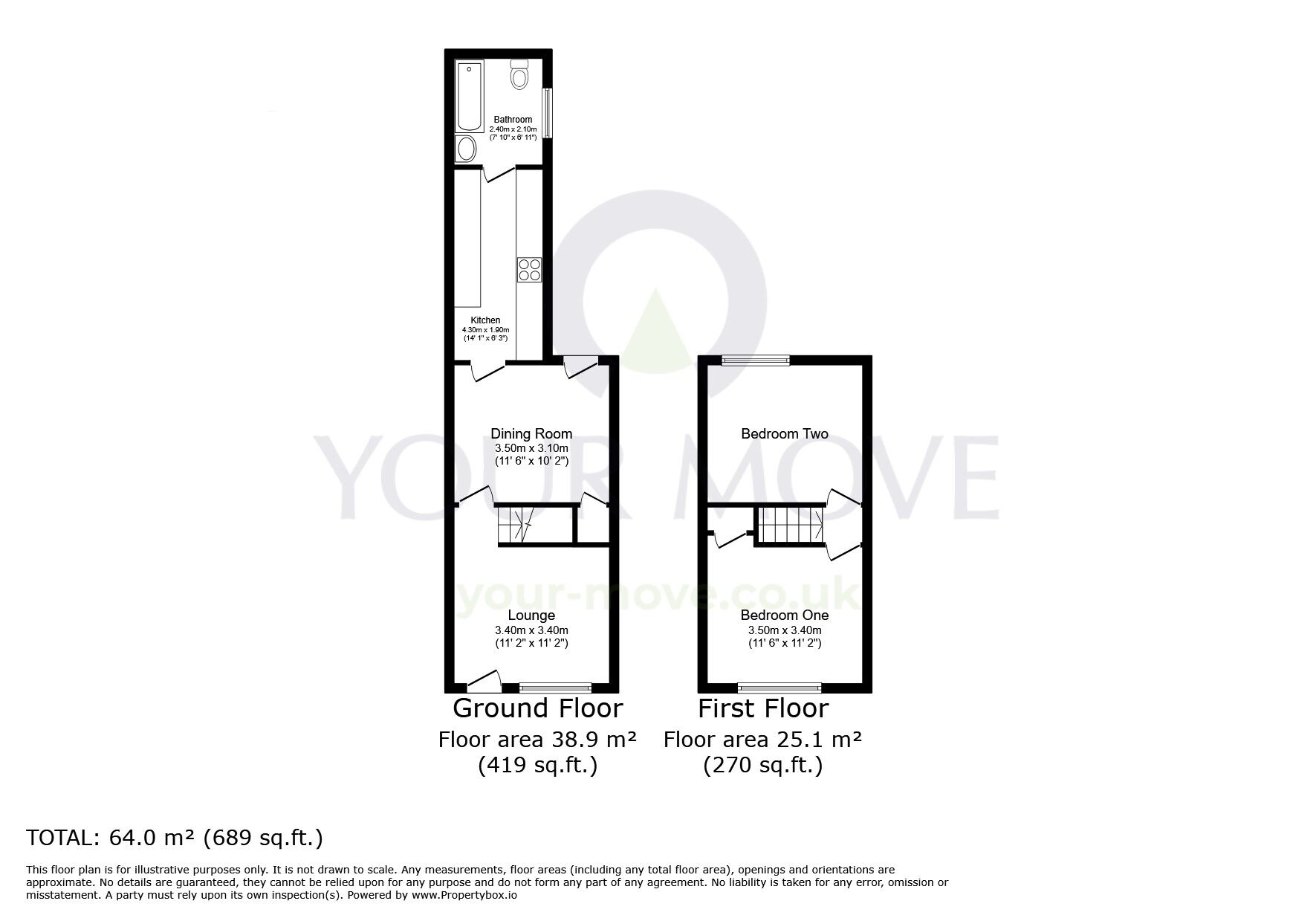 Floorplan of 2 bedroom Mid Terrace House for sale, Castle Street, Greenhithe, Kent, DA9