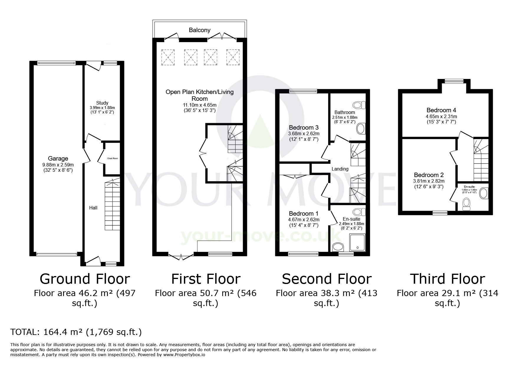 Floorplan of 4 bedroom Mid Terrace House to rent, Kingfisher Drive, Greenhithe, Kent, DA9