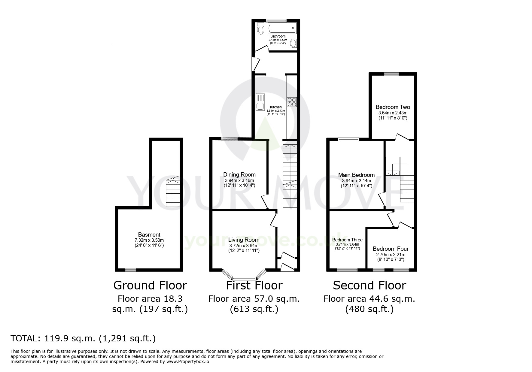 Floorplan of 4 bedroom Mid Terrace House to rent, Dartford Road, Dartford, Kent, DA1