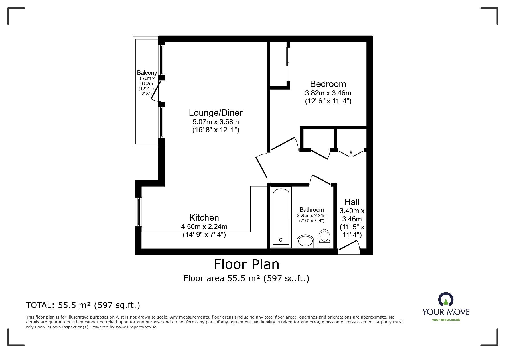 Floorplan of 1 bedroom  Flat for sale, Ackers Drive, Weldon, Swanscombe, DA10