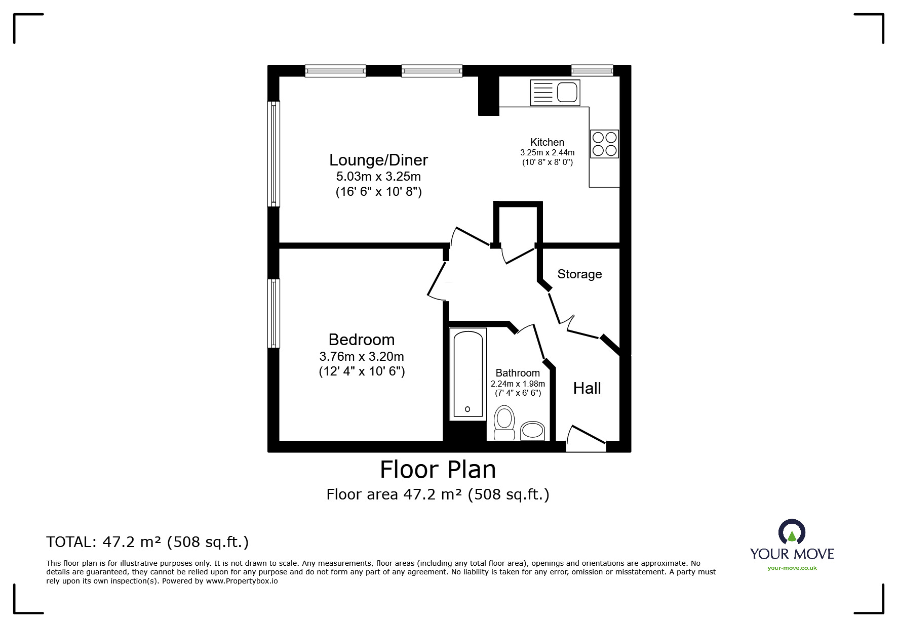 Floorplan of 1 bedroom  Flat for sale, Dunlop Close, Dartford, Kent, DA1