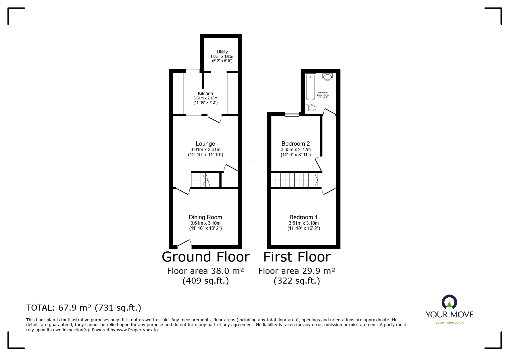 Floorplan of 2 bedroom Mid Terrace House for sale, Great Queen Street, Dartford, Kent, DA1