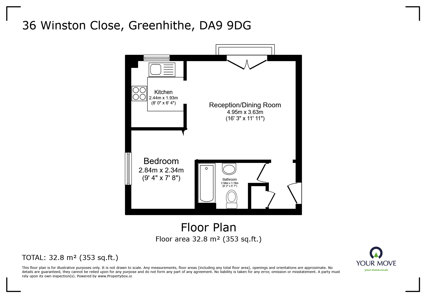 Floorplan of 1 bedroom  Flat for sale, Winston Close, Greenhithe, Kent, DA9