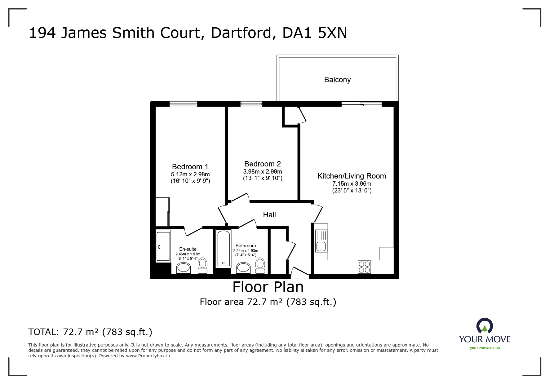 Floorplan of 2 bedroom  Flat for sale, James Smith Court, Dartford, Kent, DA1