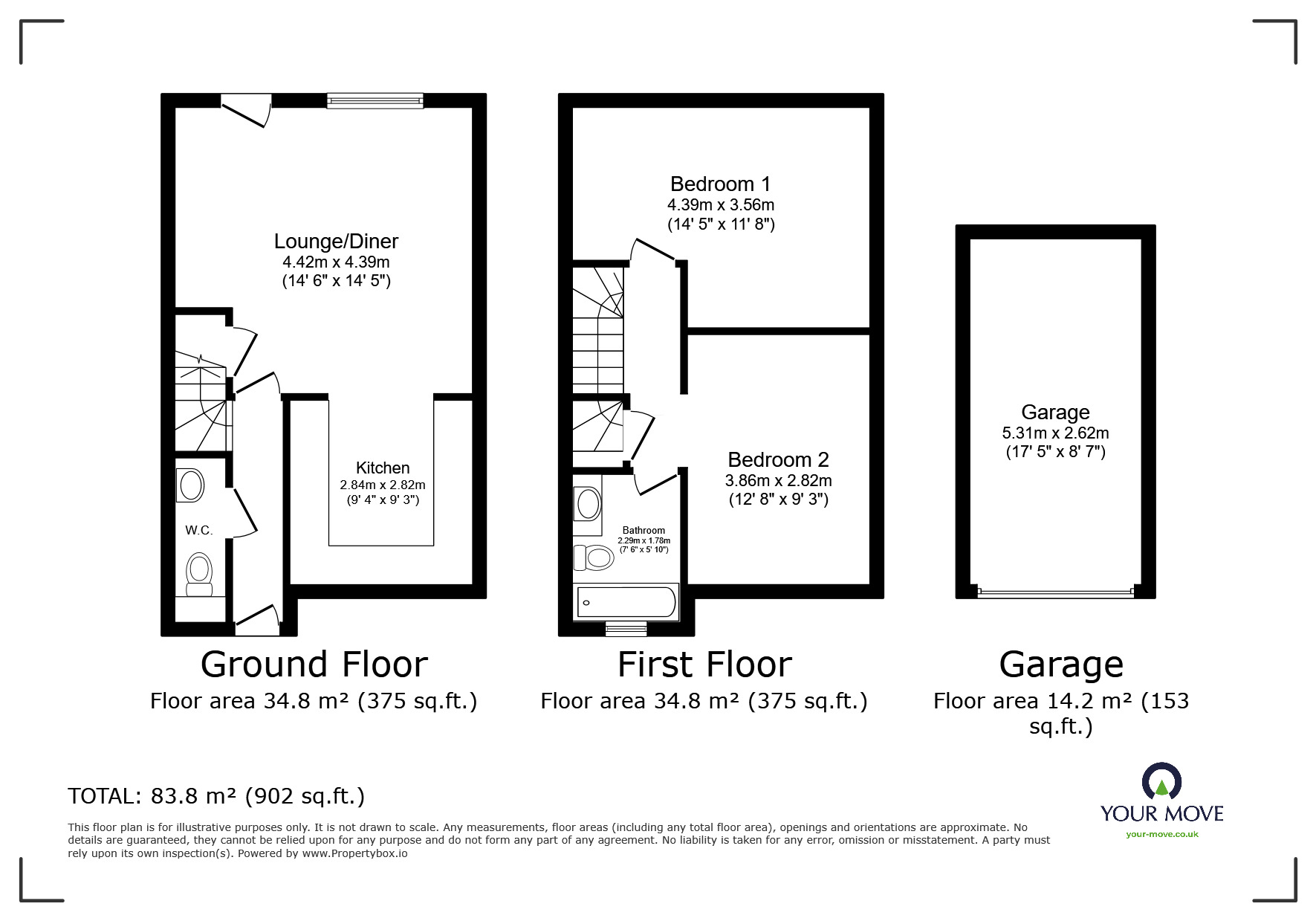 Floorplan of 2 bedroom Semi Detached House for sale, Louvain Road, Greenhithe, Kent, DA9