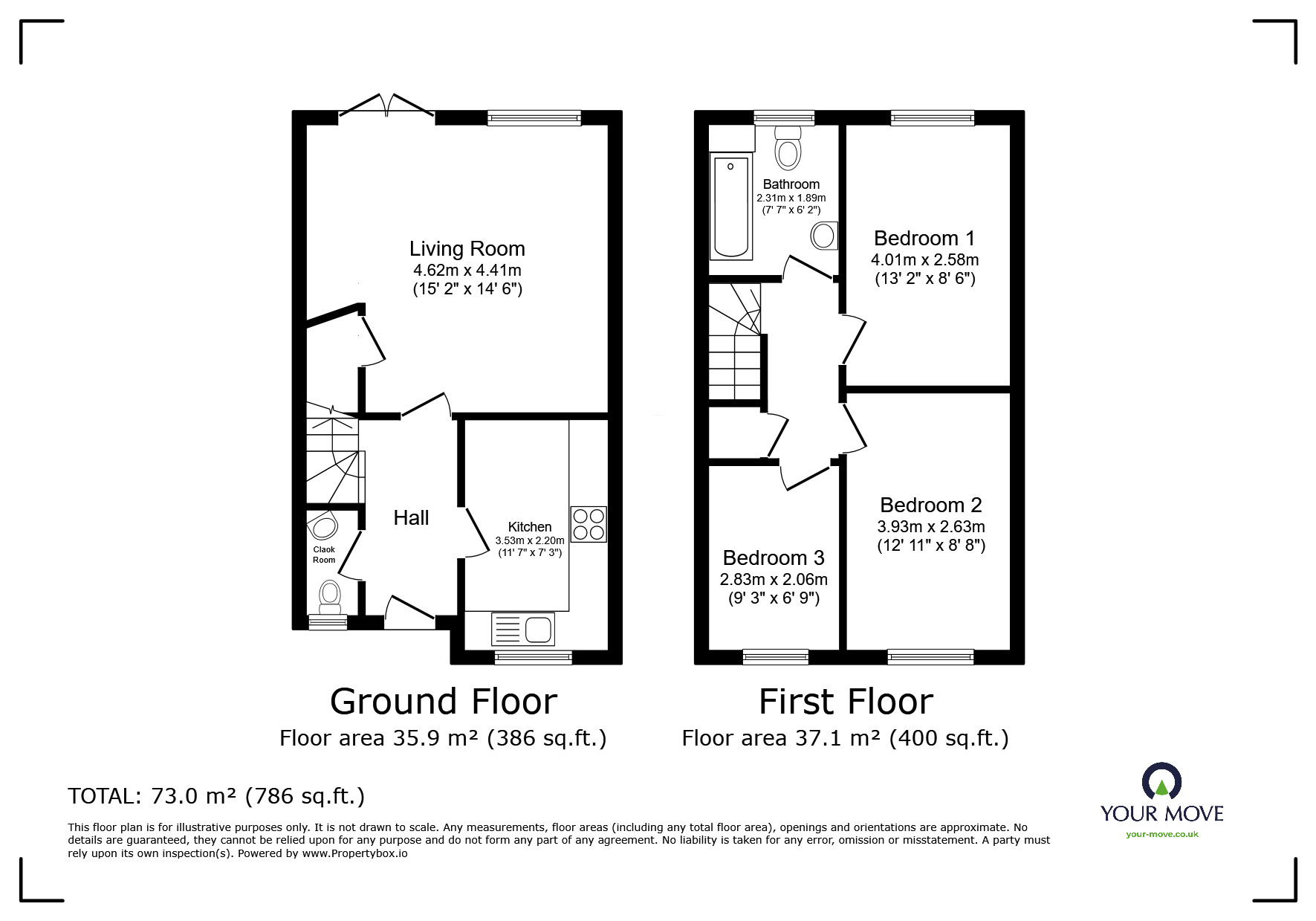 Floorplan of 3 bedroom End Terrace House for sale, Castle Street, Swanscombe, Kent, DA10