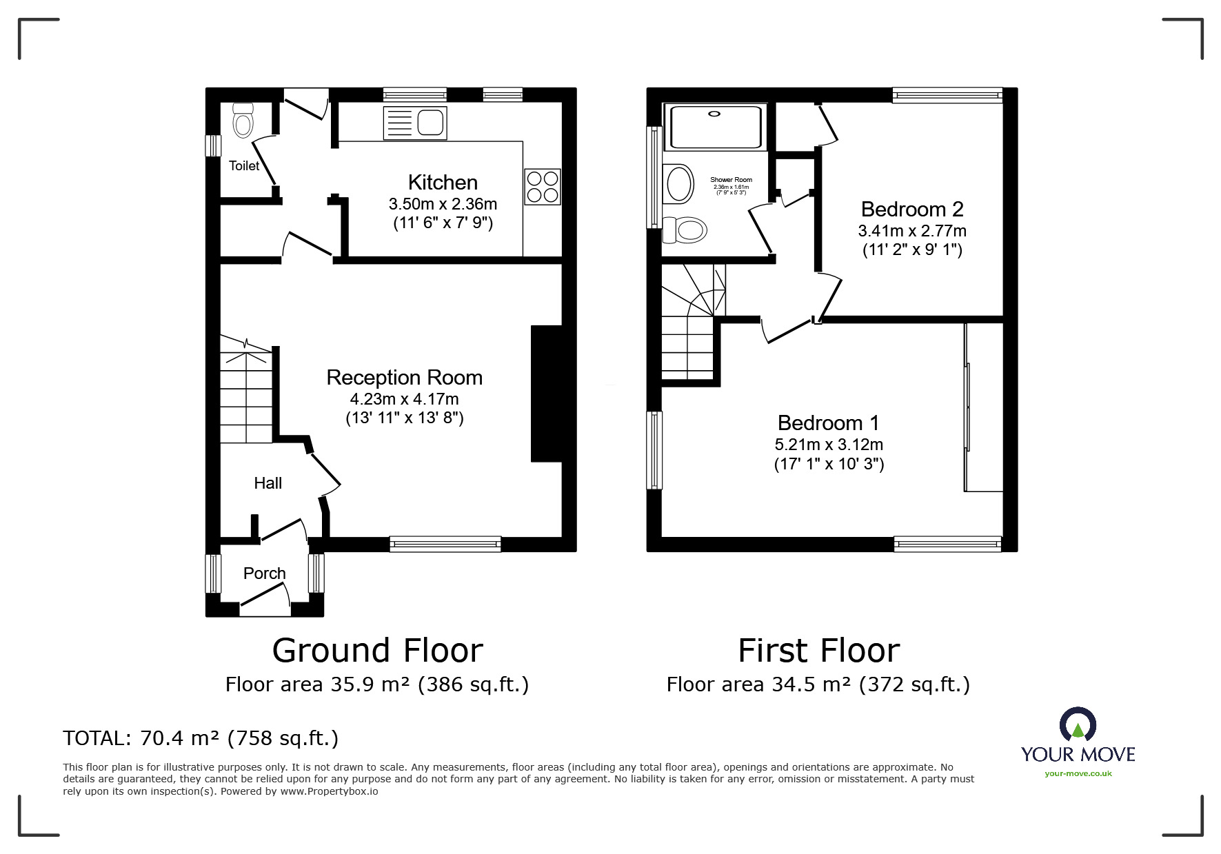 Floorplan of 2 bedroom Semi Detached House for sale, Hill Rise, Dartford, Kent, DA2