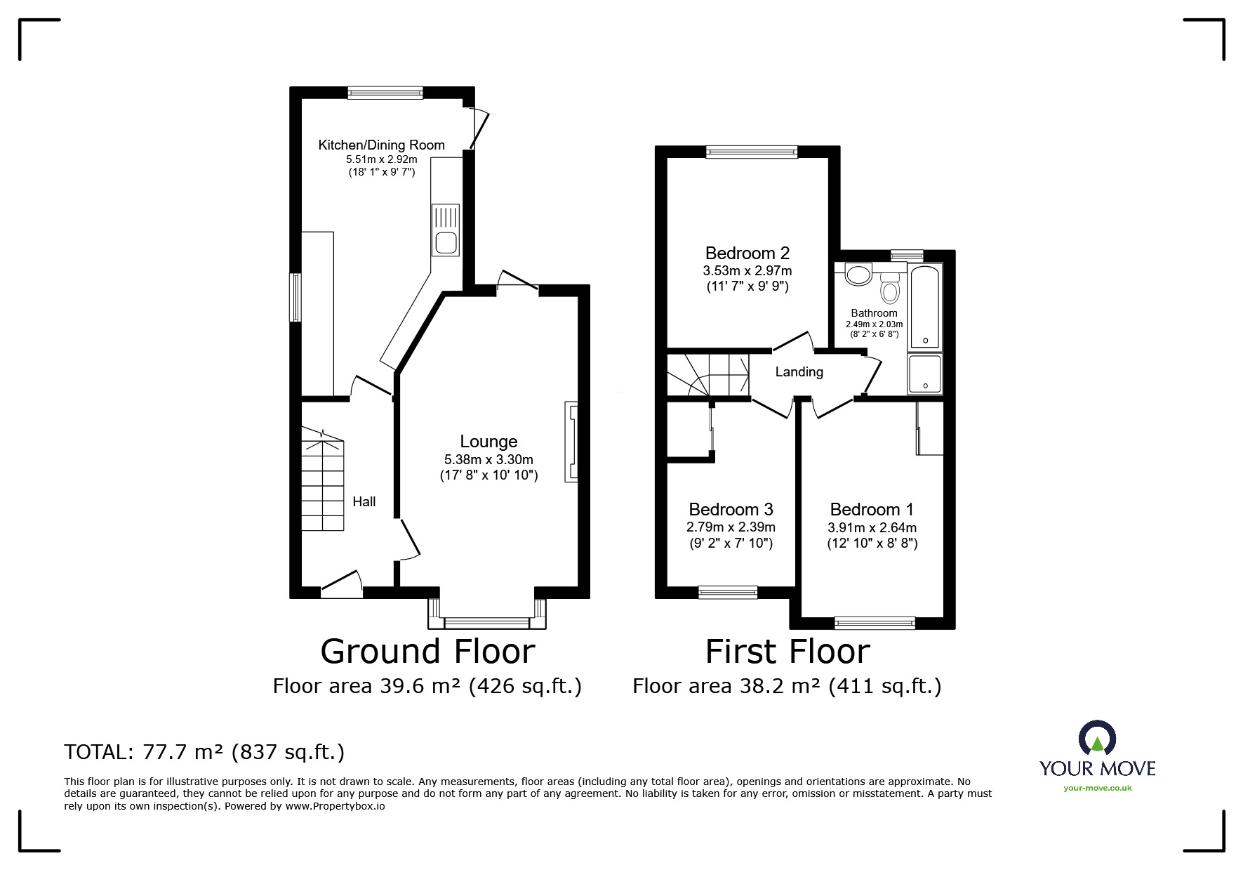 Floorplan of 3 bedroom Semi Detached House for sale, Park Road, Dartford, Kent, DA1